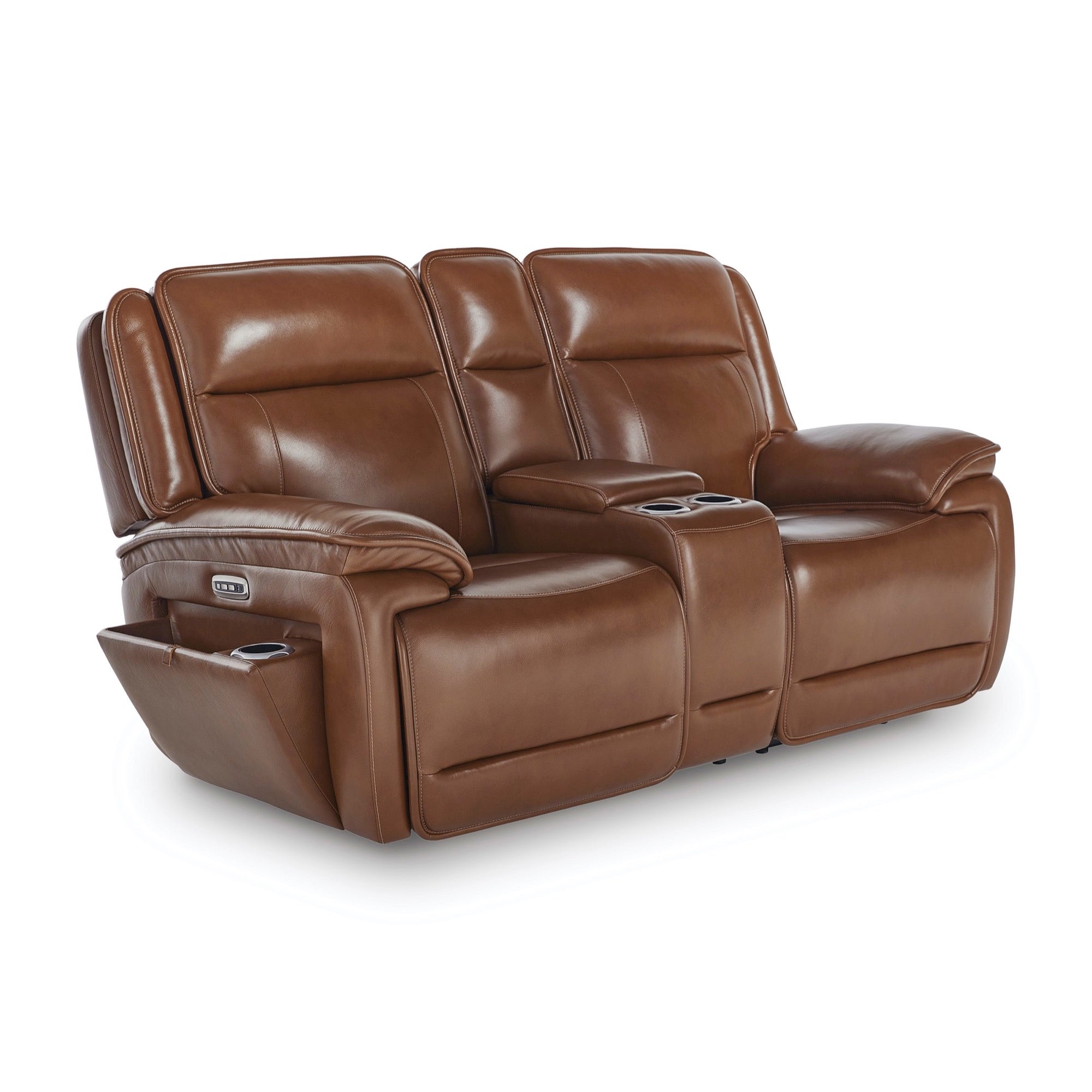 Elijah Power Reclining Loveseat with Console - Adams Furniture