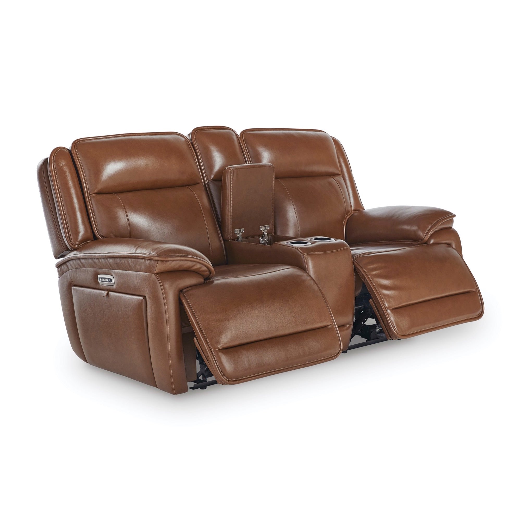 Elijah Power Reclining Loveseat with Console - Adams Furniture