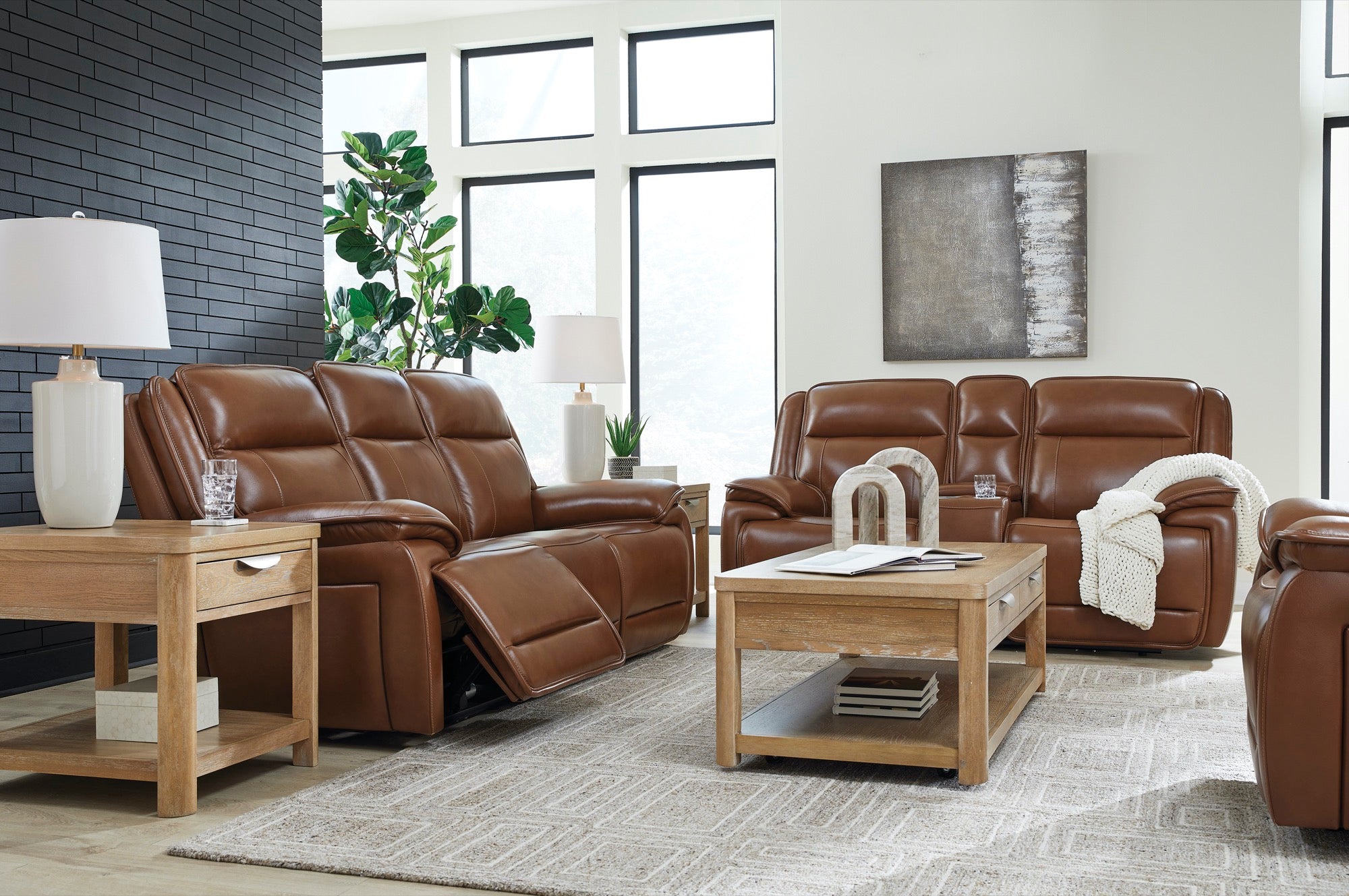 Elijah Power Reclining Loveseat with Console - Adams Furniture