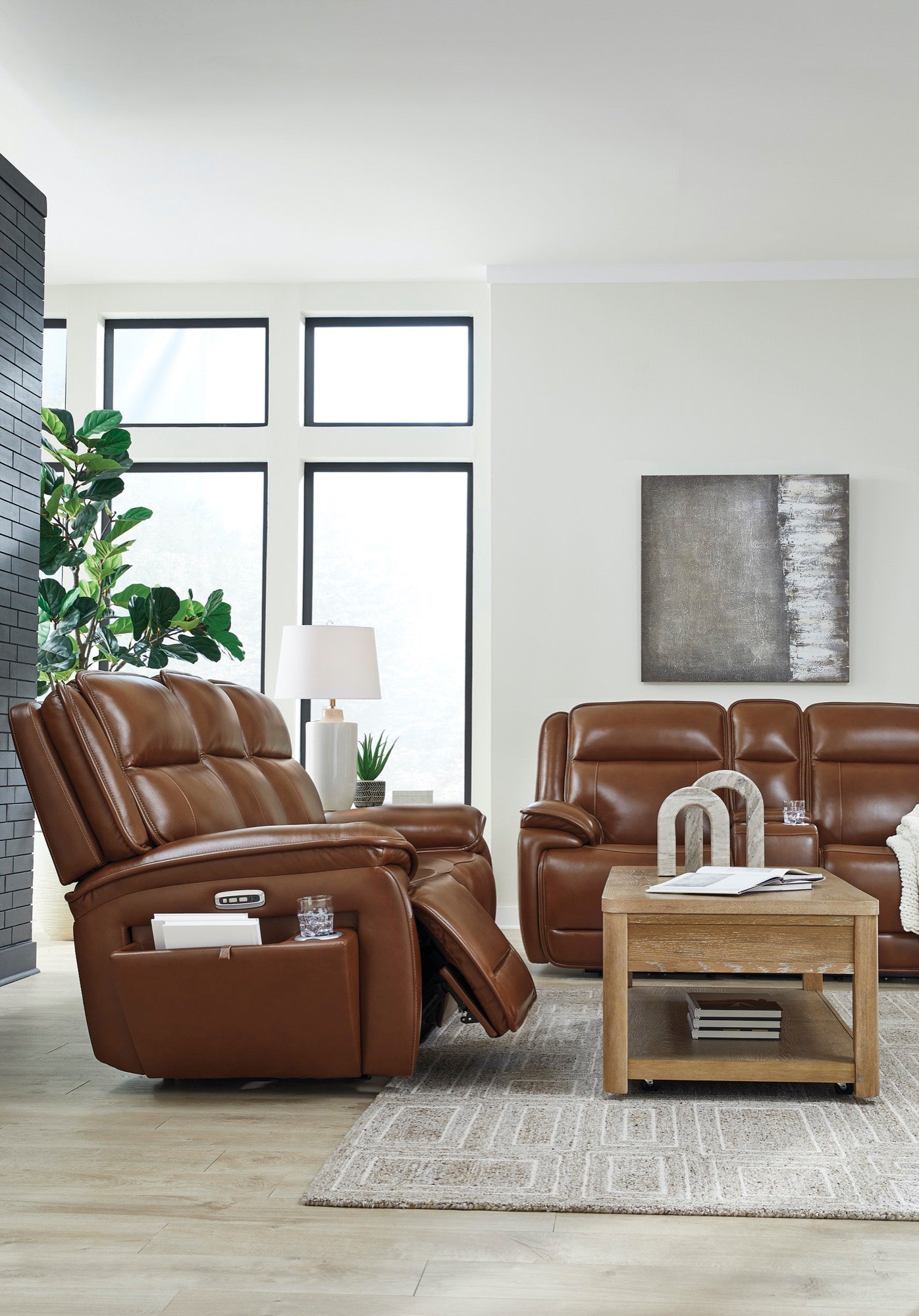 Elijah Power Reclining Loveseat with Console - Adams Furniture