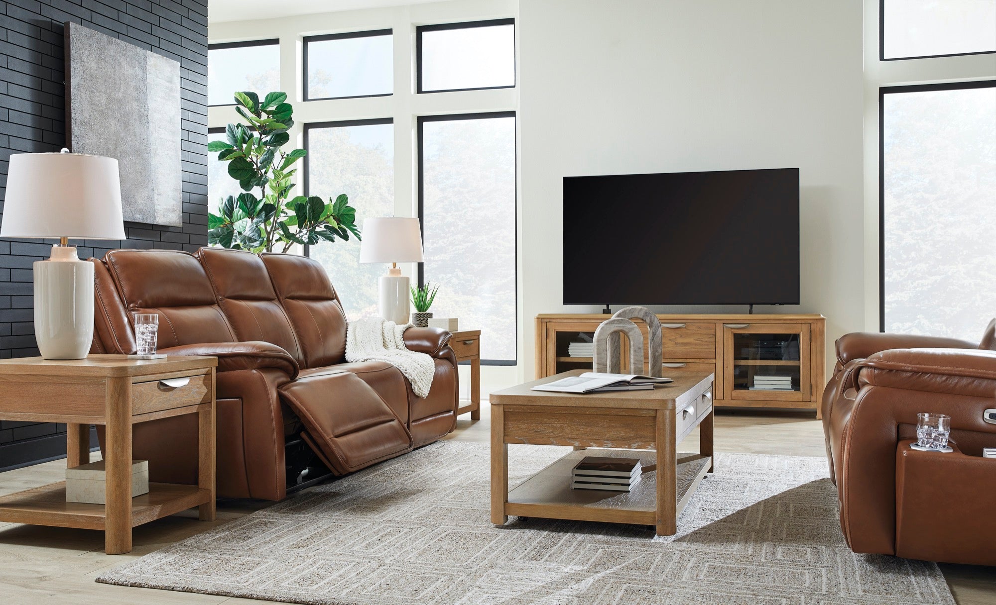 Elijah Power Reclining Loveseat with Console - Adams Furniture