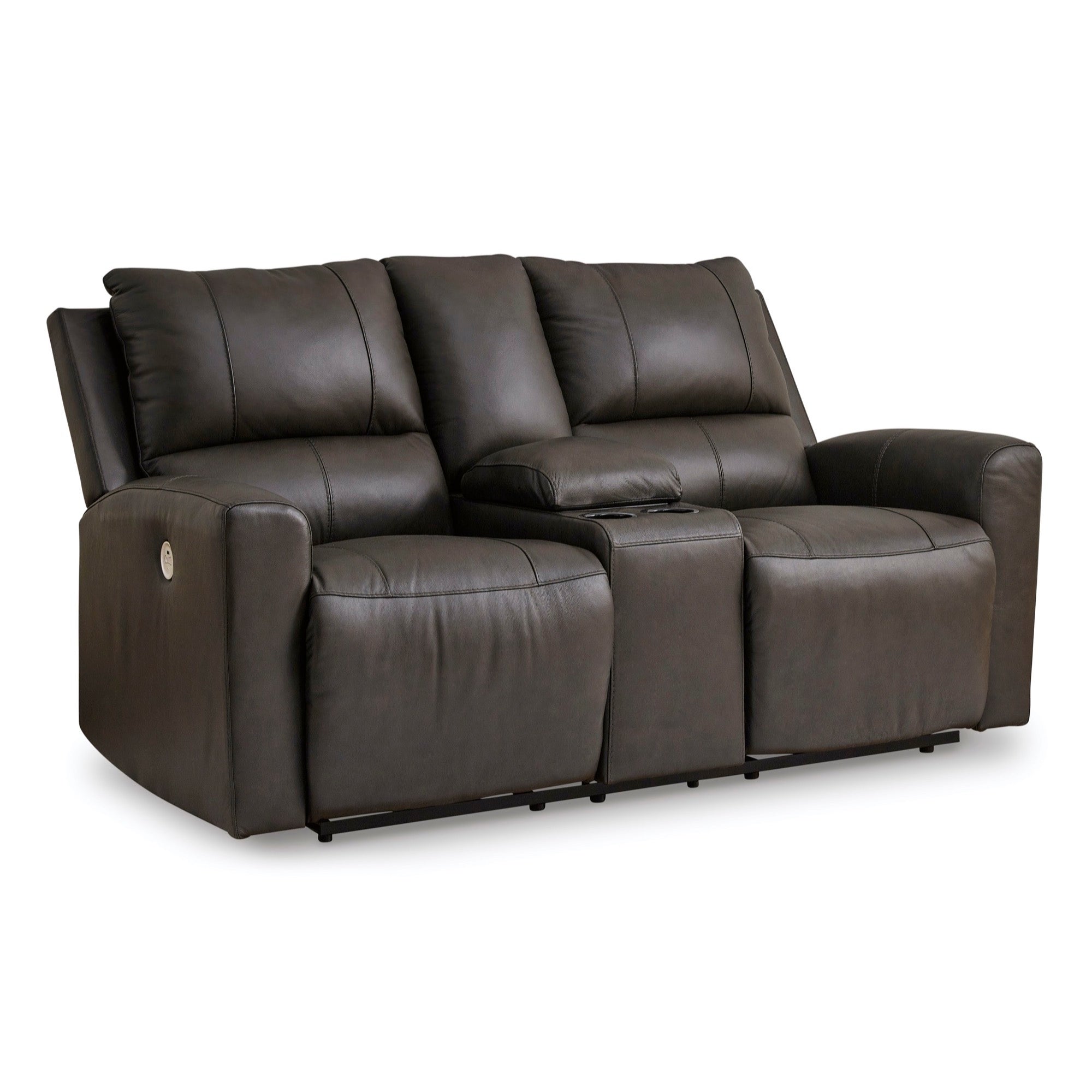 Henry Power Reclining Console Loveseat - Adams Furniture