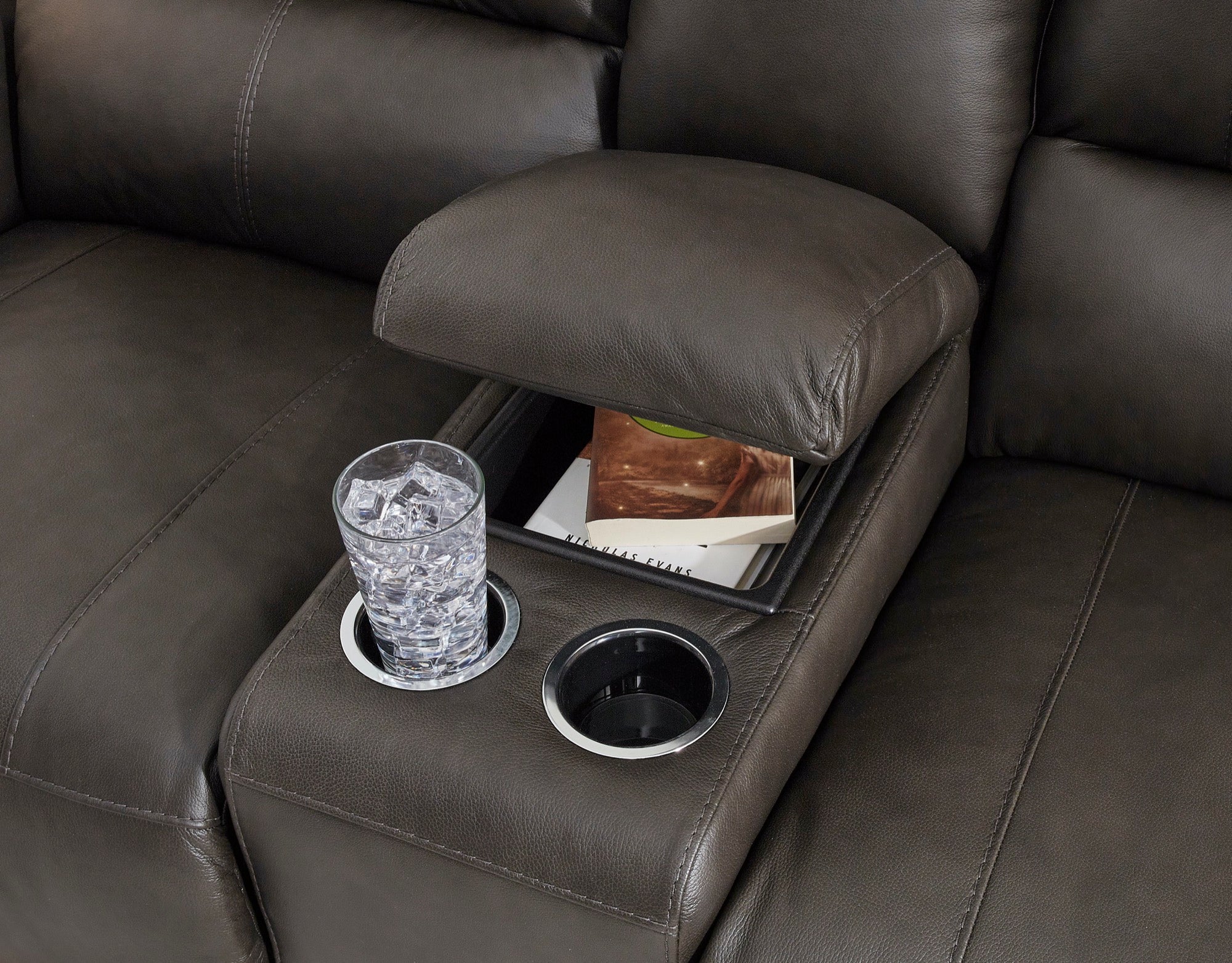 Henry Power Reclining Console Loveseat - Adams Furniture