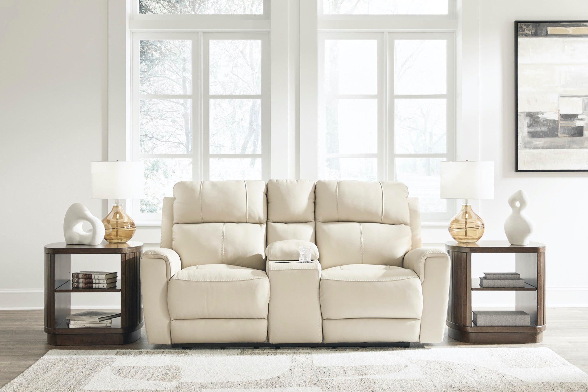 Daniel Power Reclining Console Loveseat - Adams Furniture