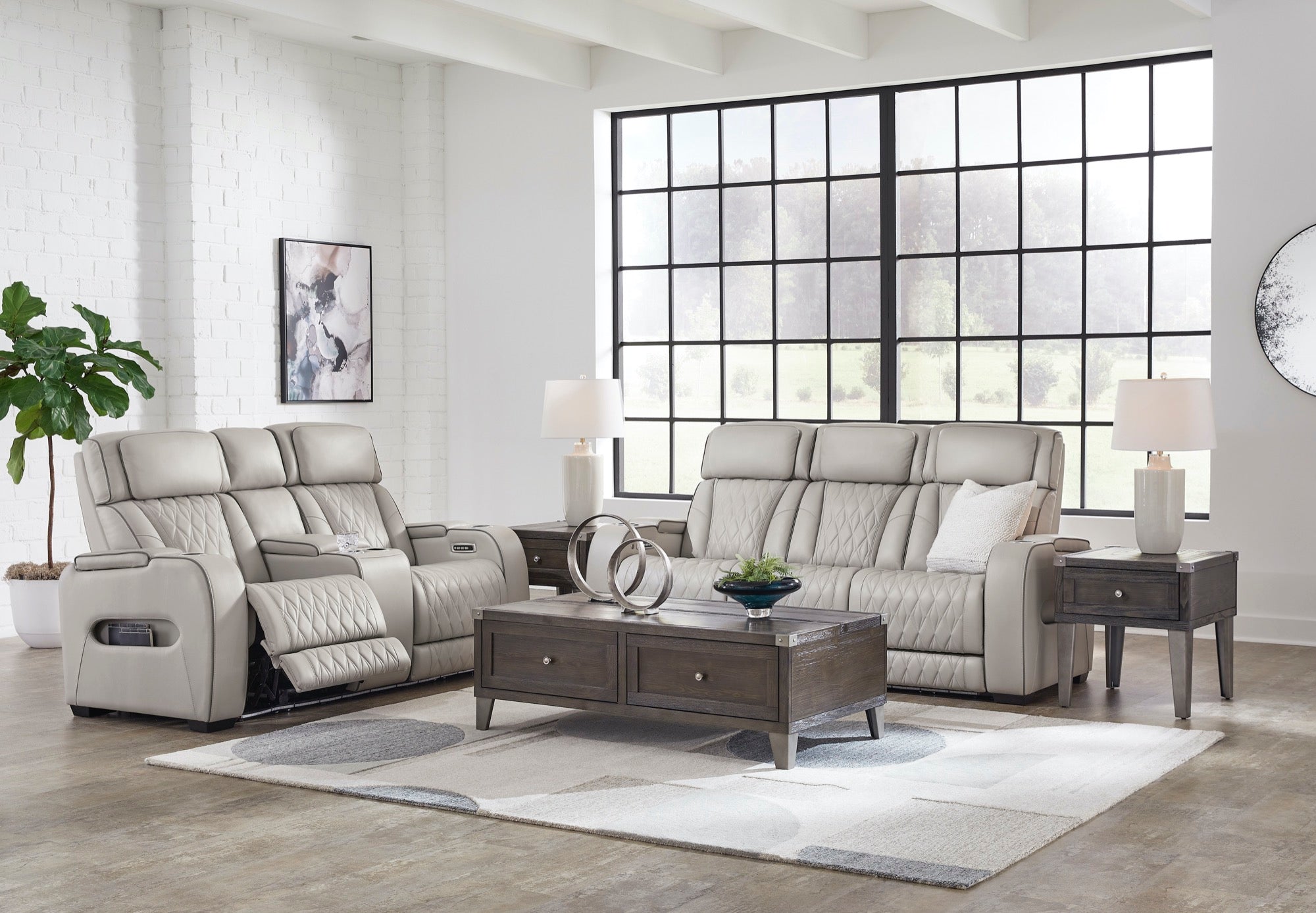 Boyington Power Reclining Sofa and Loveseat - Adams Furniture