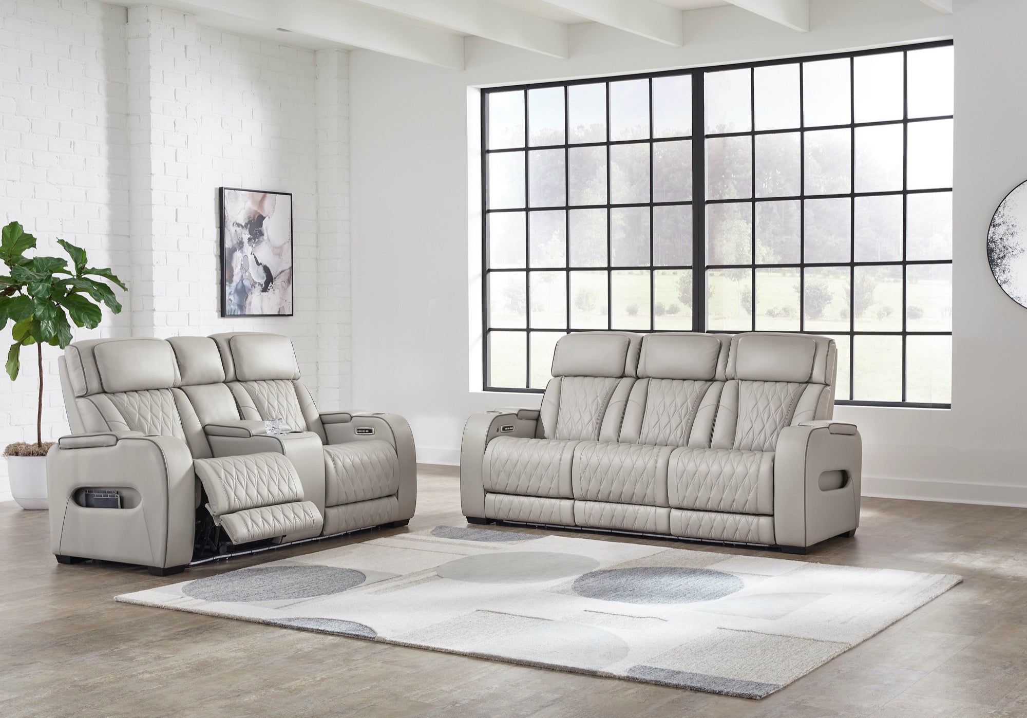 Boyington Power Reclining Sofa and Loveseat - Adams Furniture