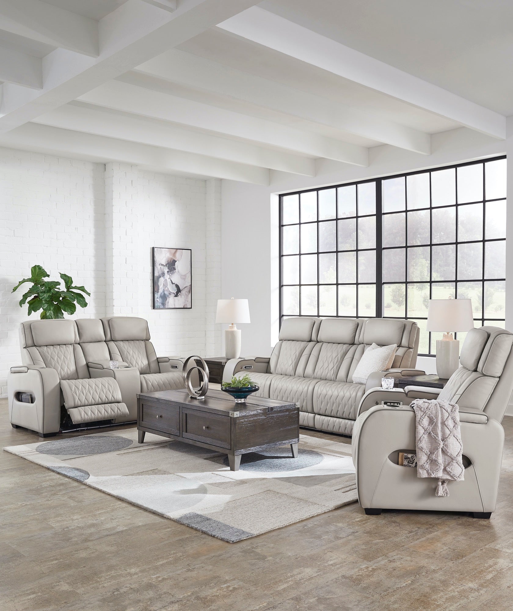 Boyington Power Reclining Sofa and Loveseat - Adams Furniture