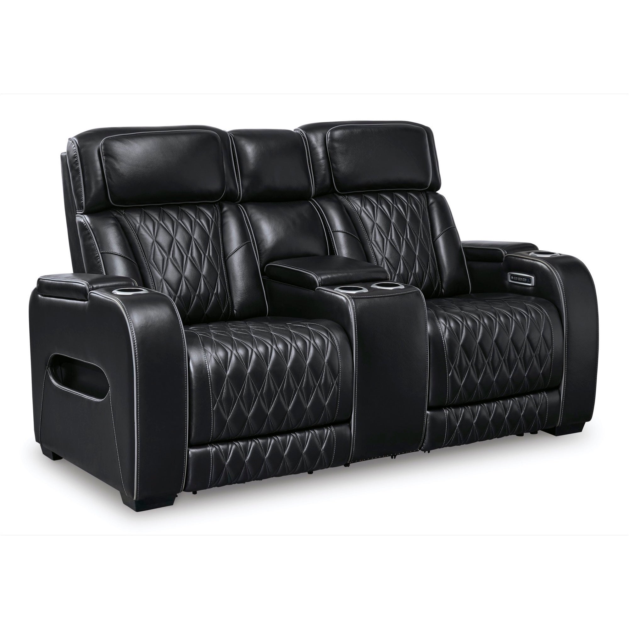 Benjamin Power Reclining Loveseat with Console - Adams Furniture