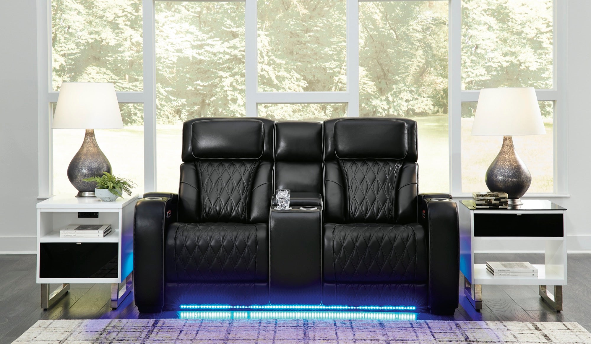 Benjamin Power Reclining Loveseat with Console - Adams Furniture