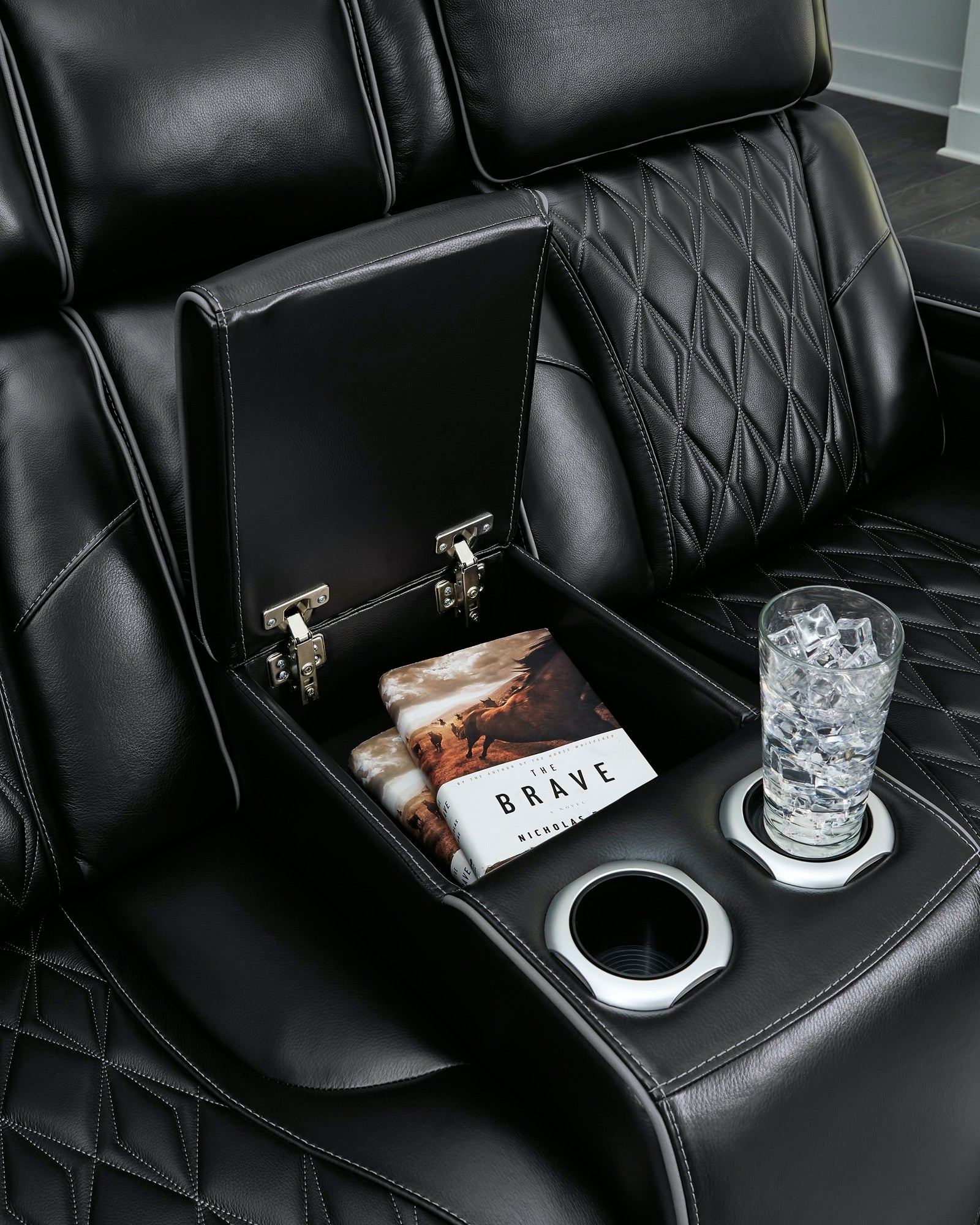 Benjamin Power Reclining Loveseat with Console - Adams Furniture