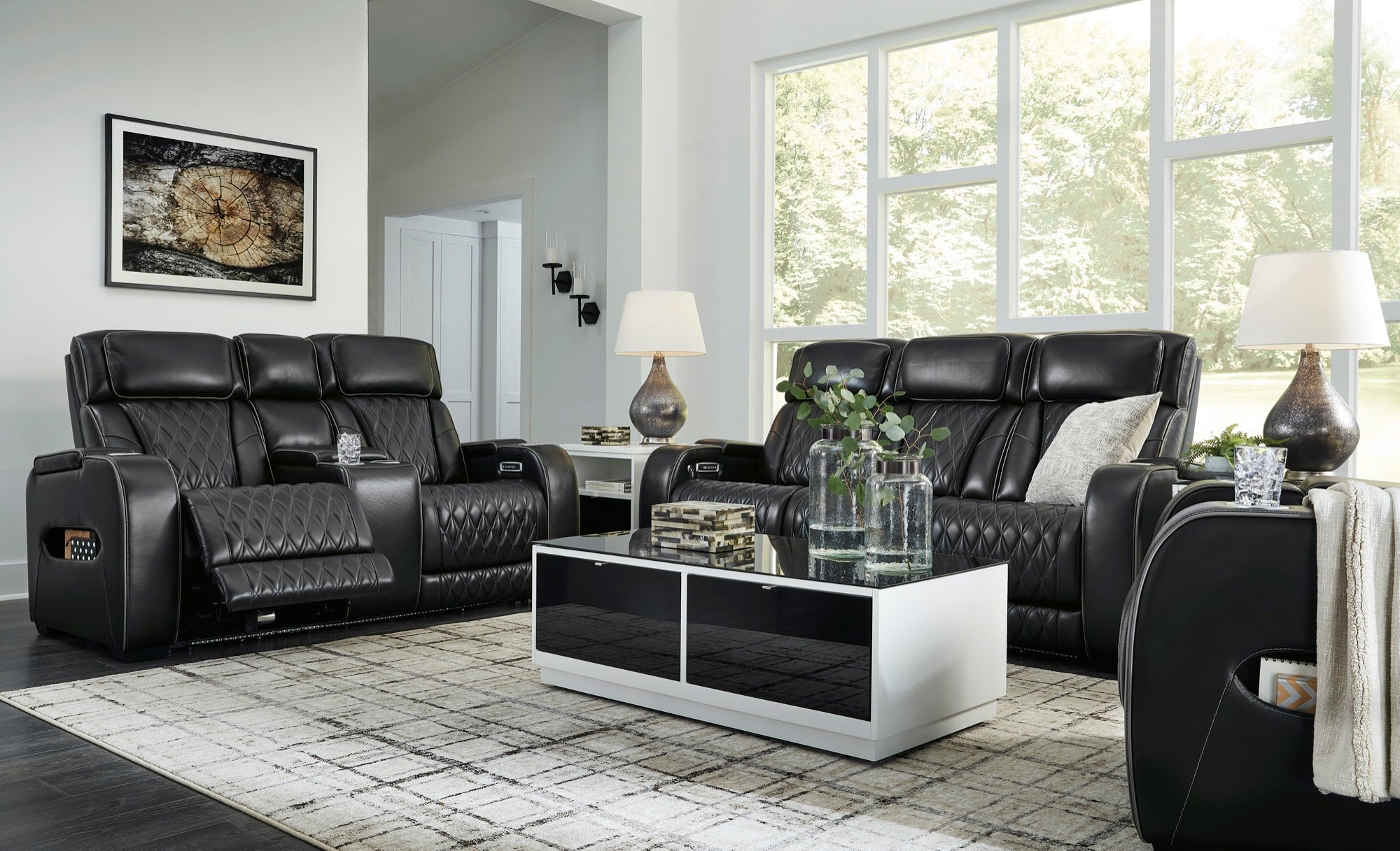 Benjamin Power Reclining Sofa and Loveseat - Adams Furniture