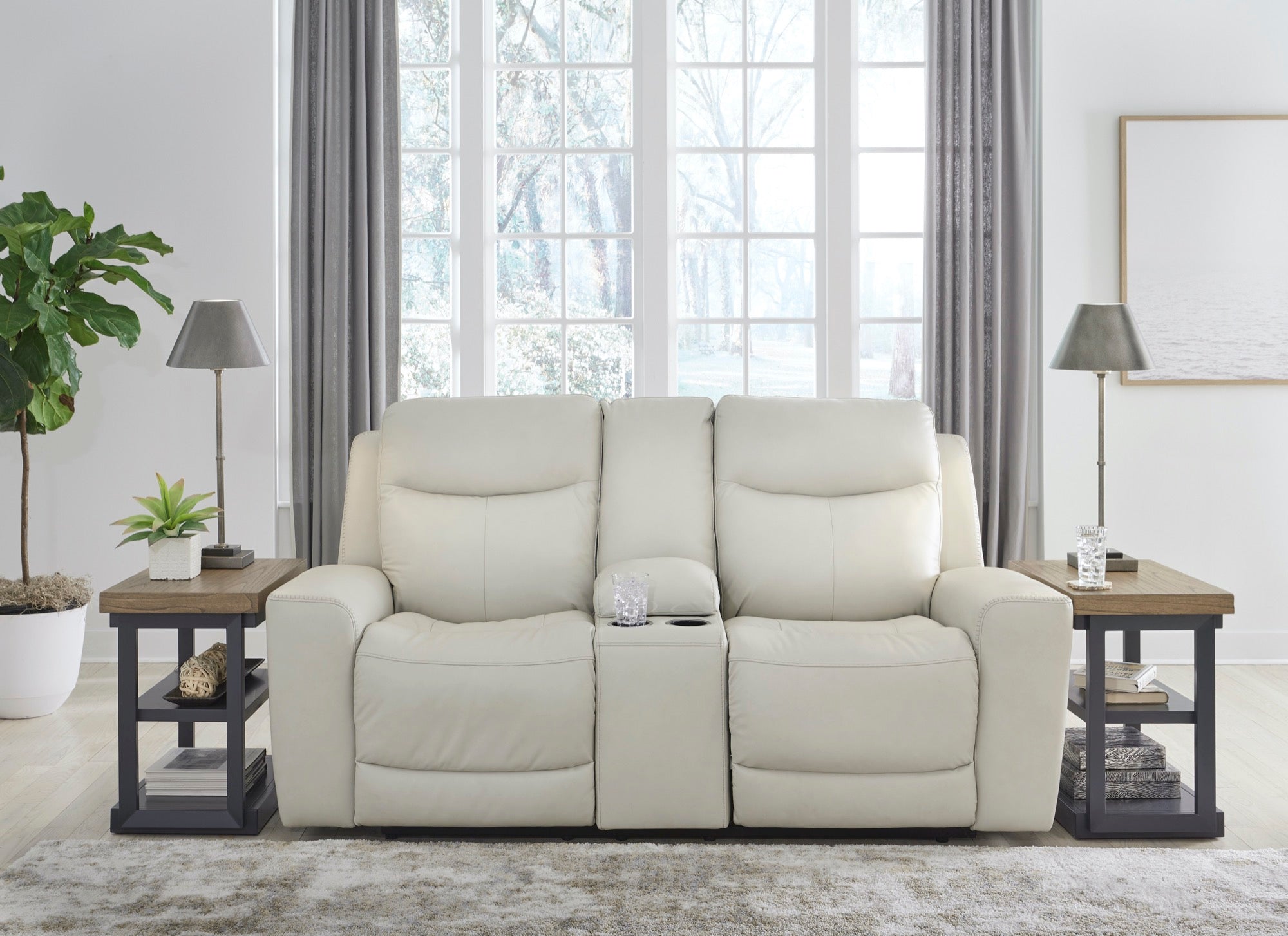 Michael Power Reclining Console Loveseat - Adams Furniture