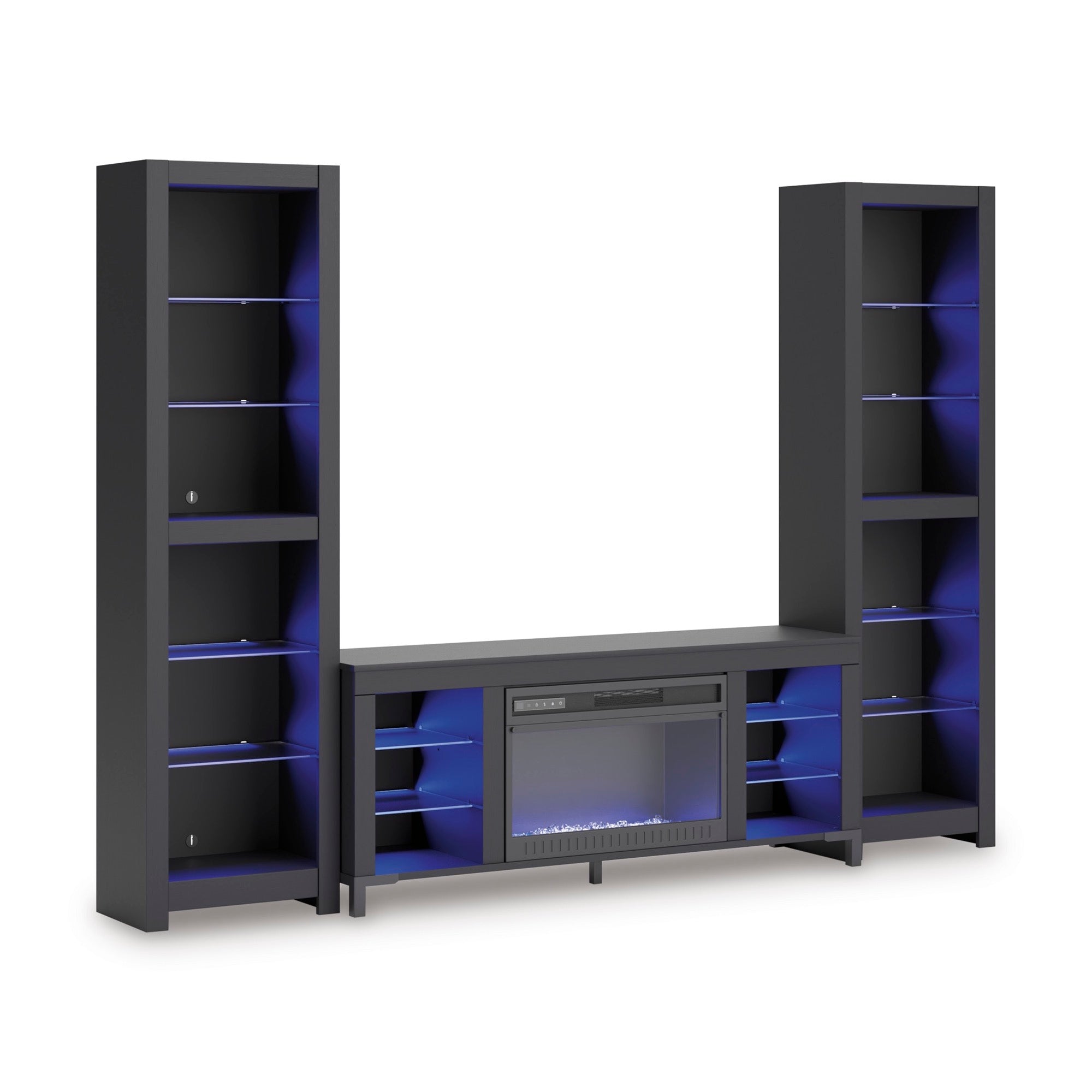 Black 3-Piece Entertainment Center with Electric Fireplace - Adams Furniture