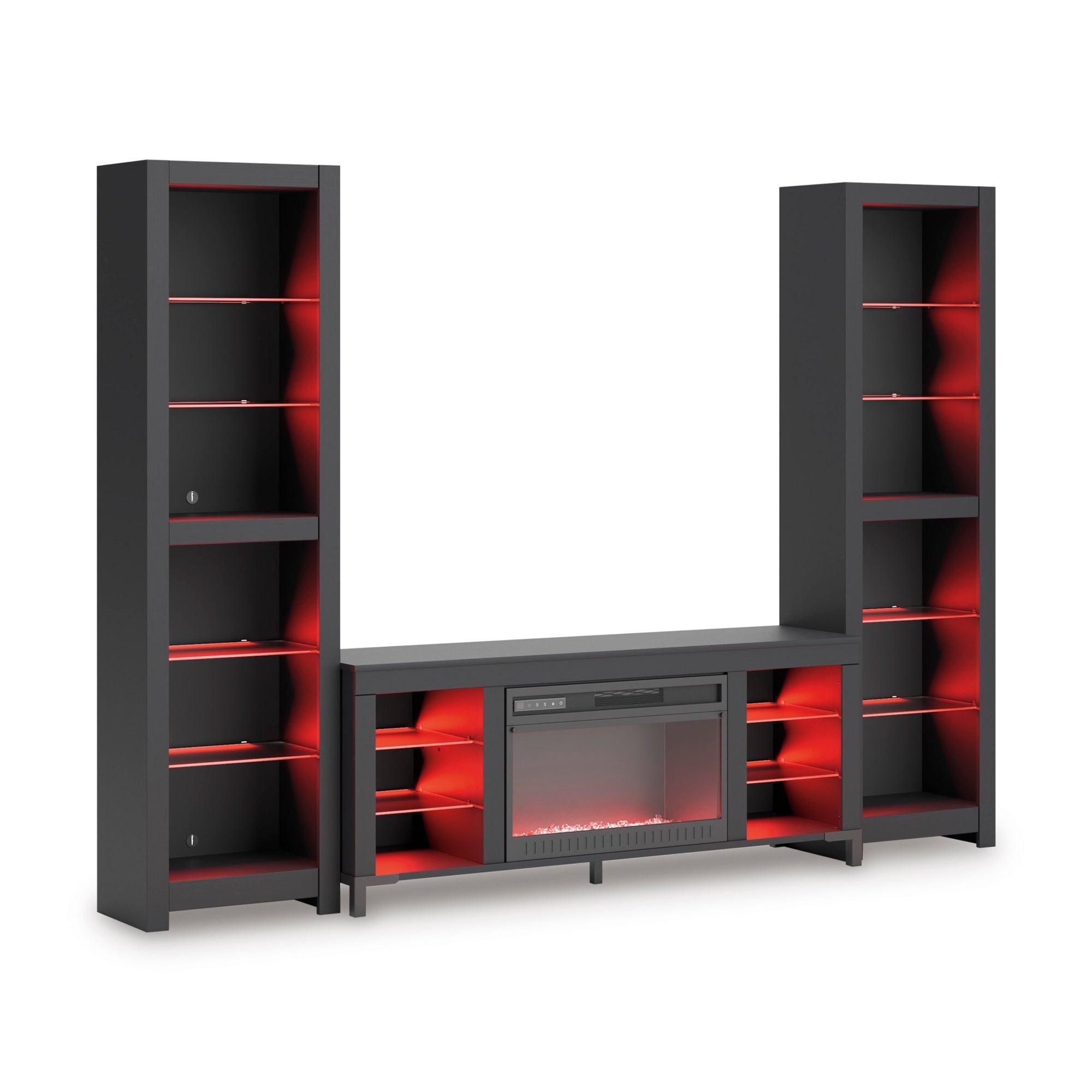 Black 3-Piece Entertainment Center with Electric Fireplace - Adams Furniture