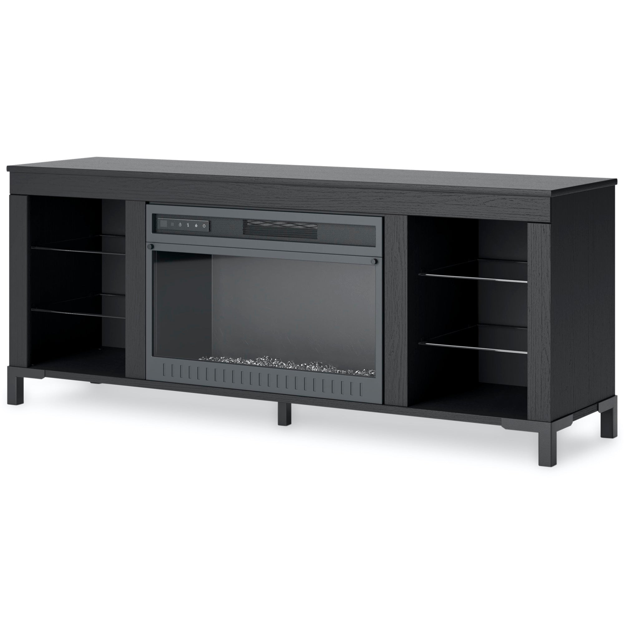 Black TV Stand with Fireplace