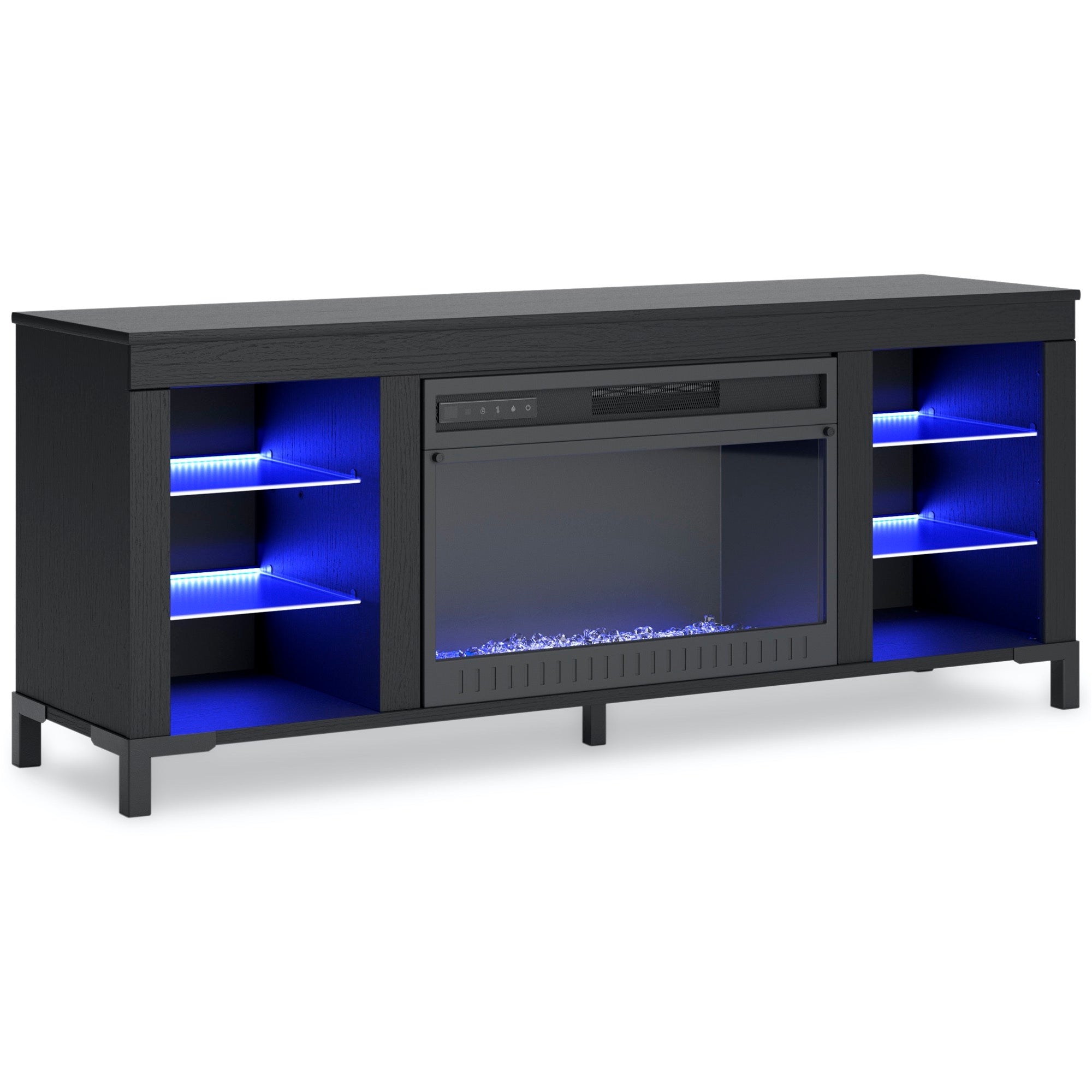 Black TV Stand with Fireplace