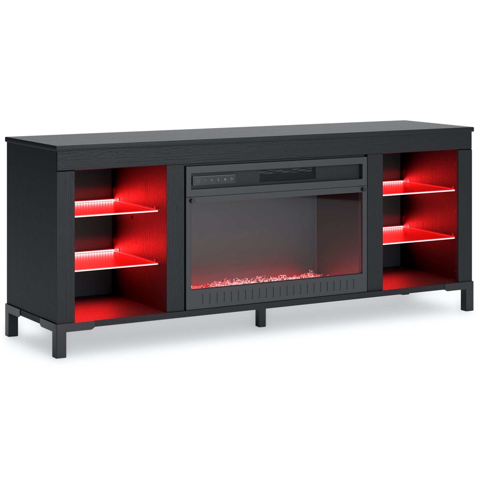 Black TV Stand with Fireplace - Adams Furniture