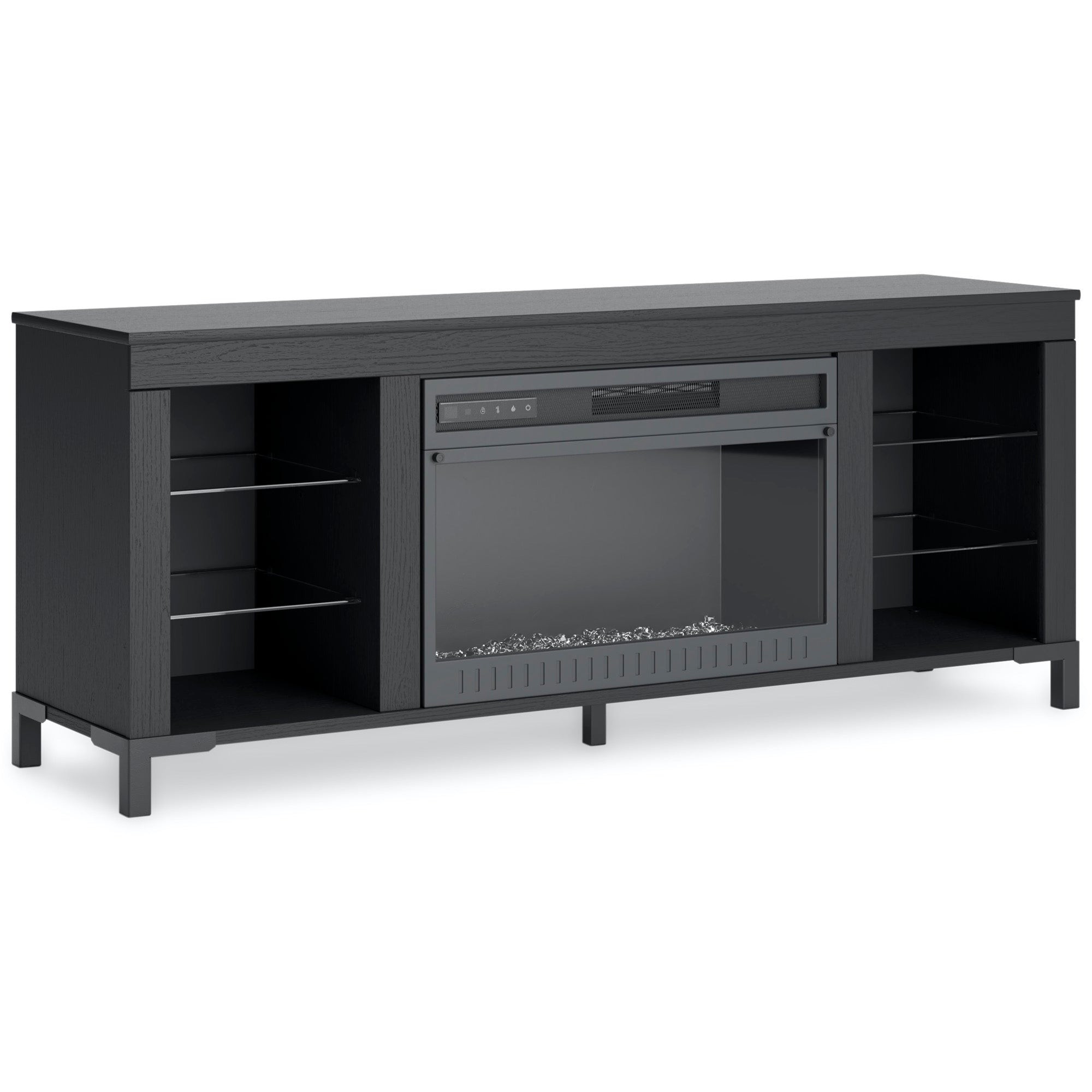 Black TV Stand with Fireplace - Adams Furniture