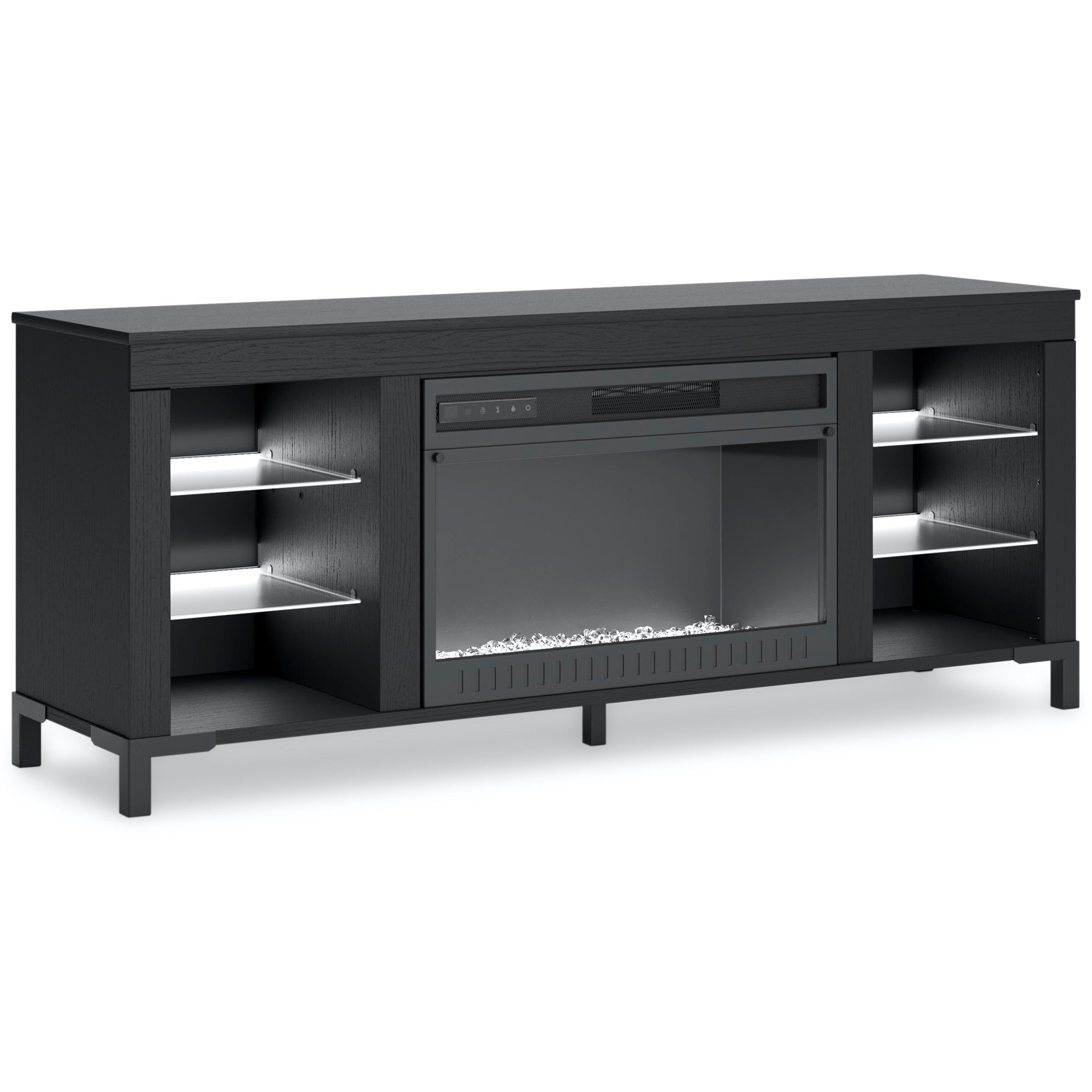 Black TV Stand with Fireplace