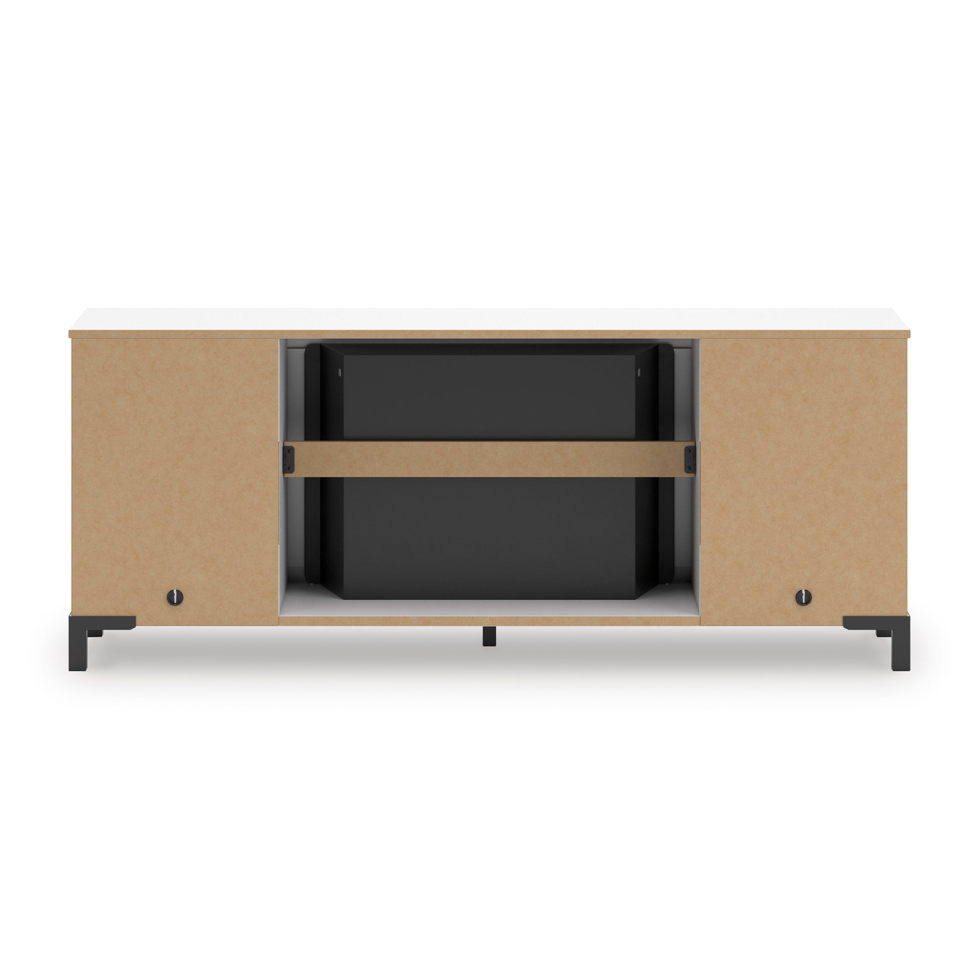 Matte White TV Stand with Fireplace - Adams Furniture