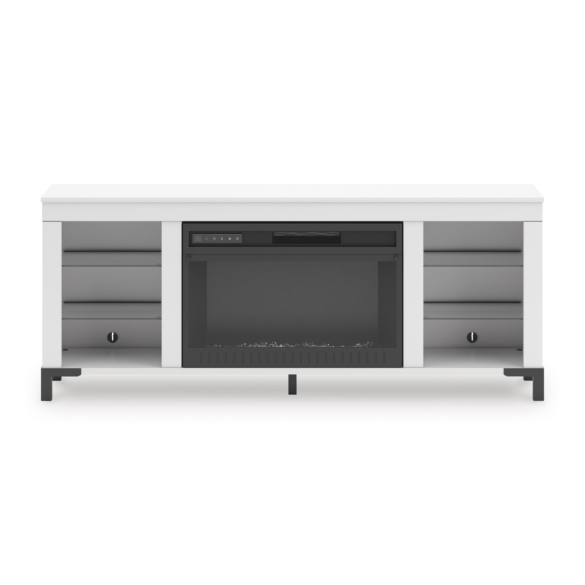 Matte White TV Stand with Fireplace - Adams Furniture