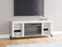 Matte White TV Stand with Fireplace