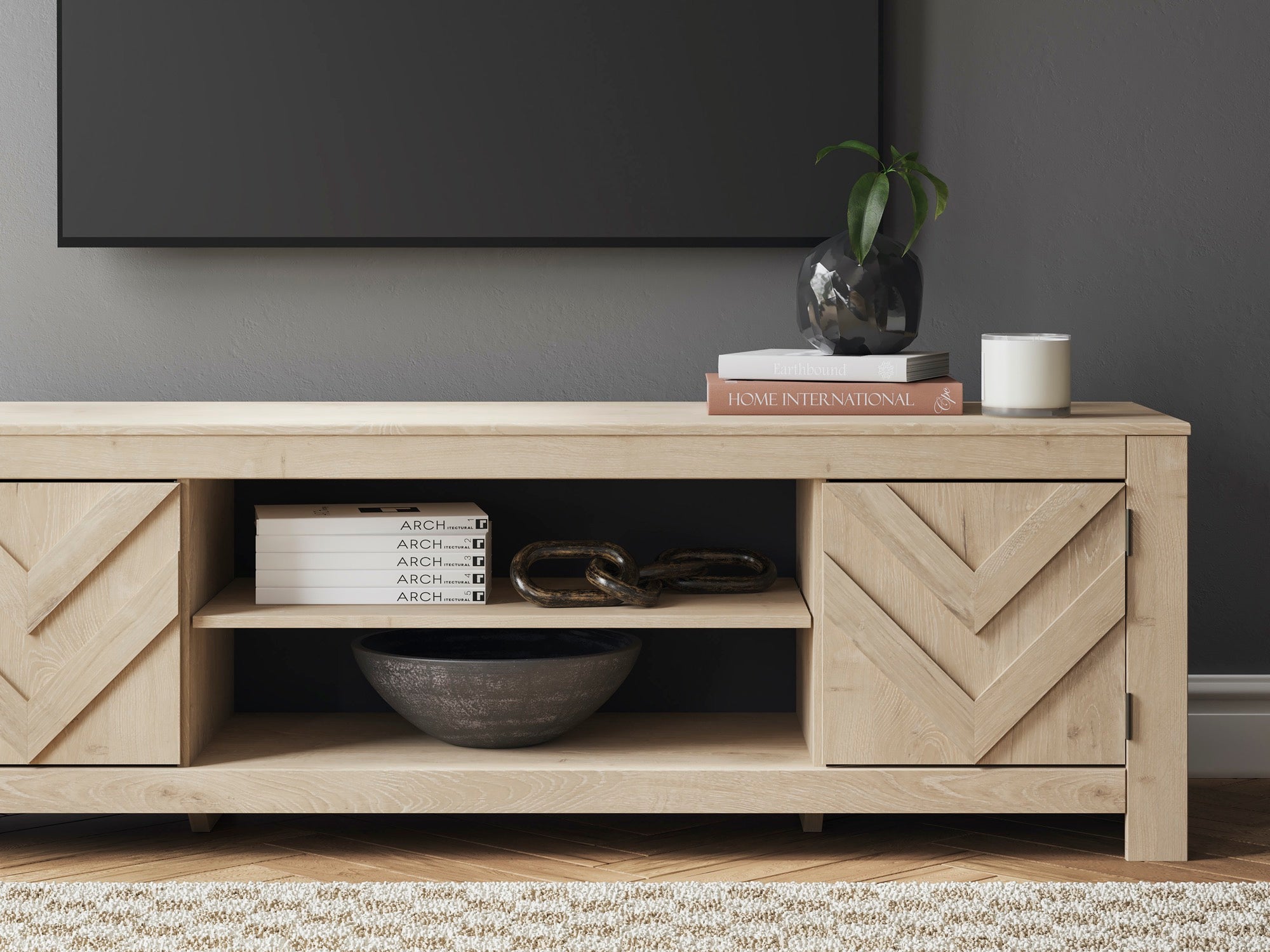 Large Tan TV Stand - Adams Furniture