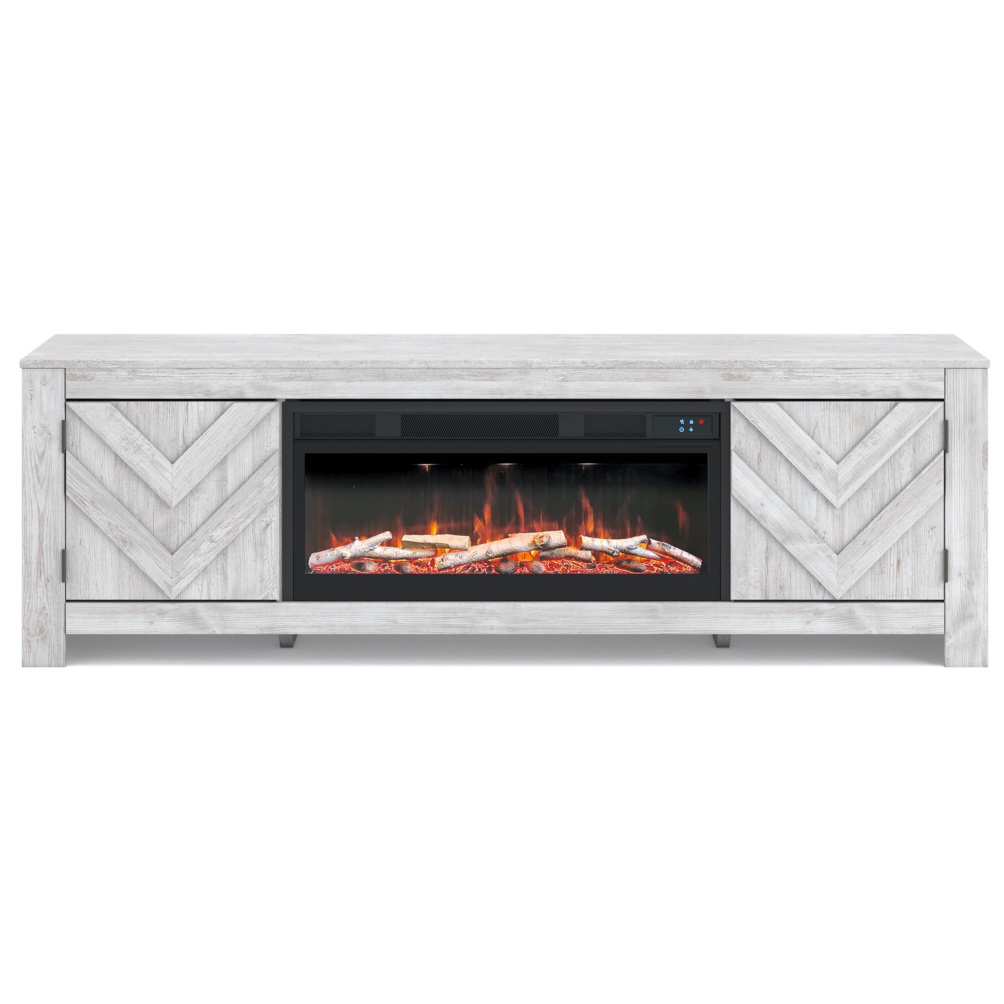 Large Whitewash Fireplace TV Stand - Adams Furniture