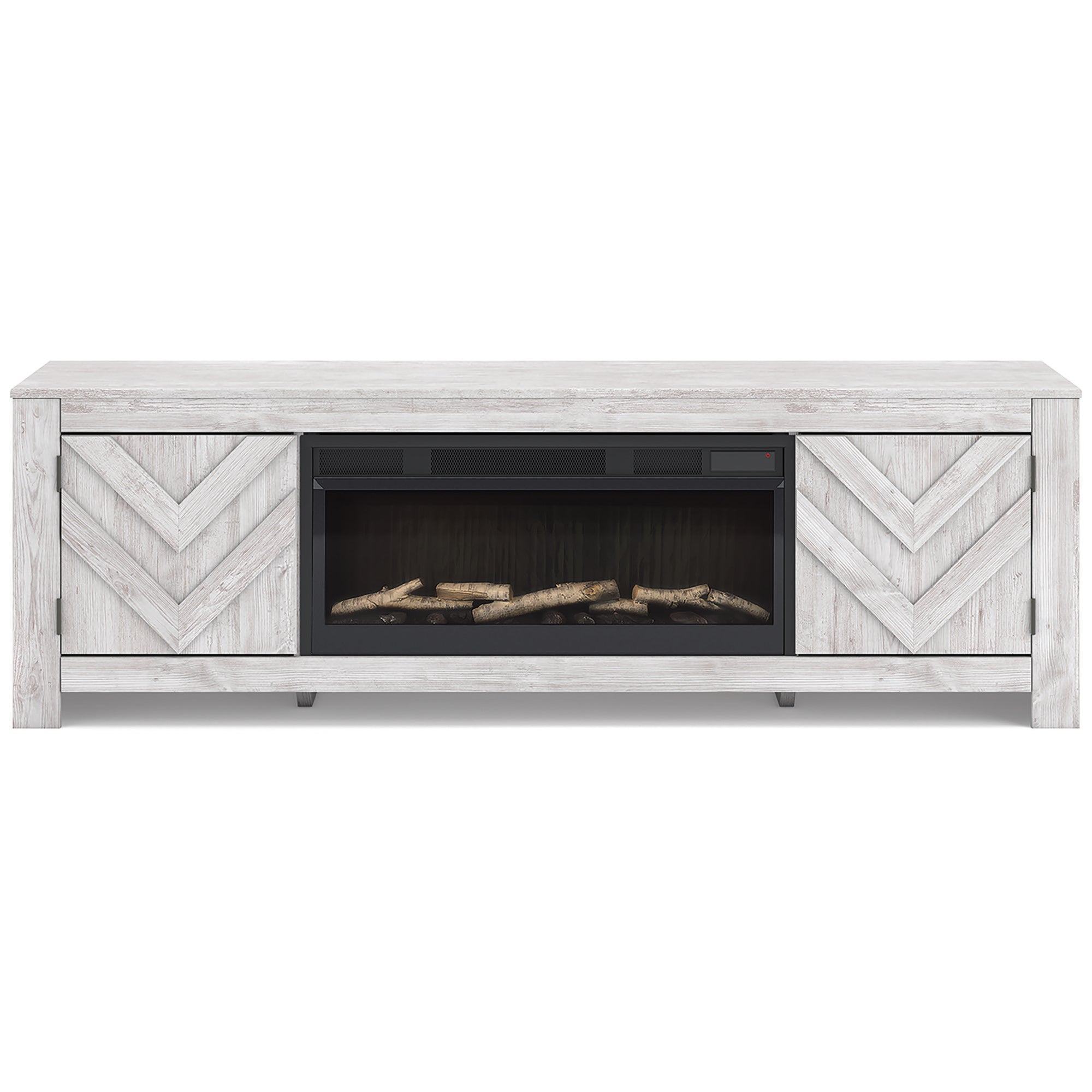 Large Whitewash Fireplace TV Stand - Adams Furniture