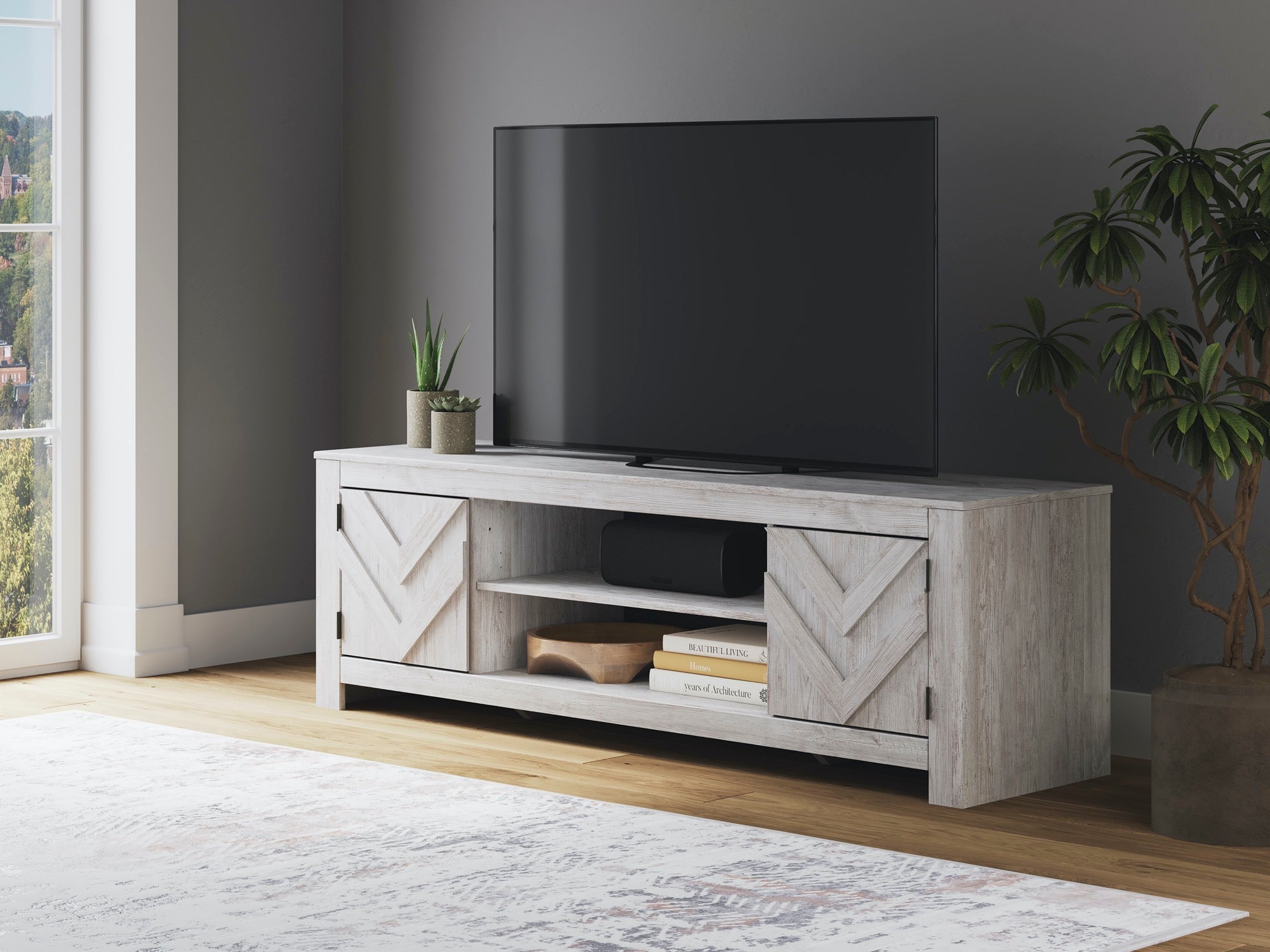 Large Whitewash TV Stand - Adams Furniture