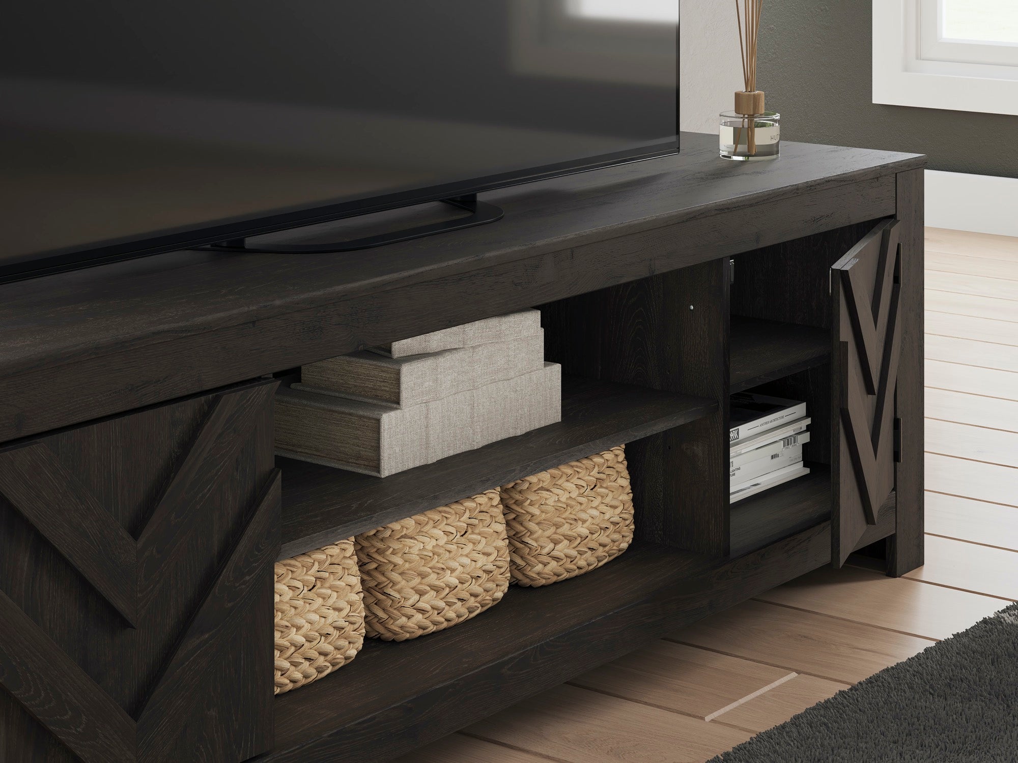 Large Black TV Stand - Adams Furniture