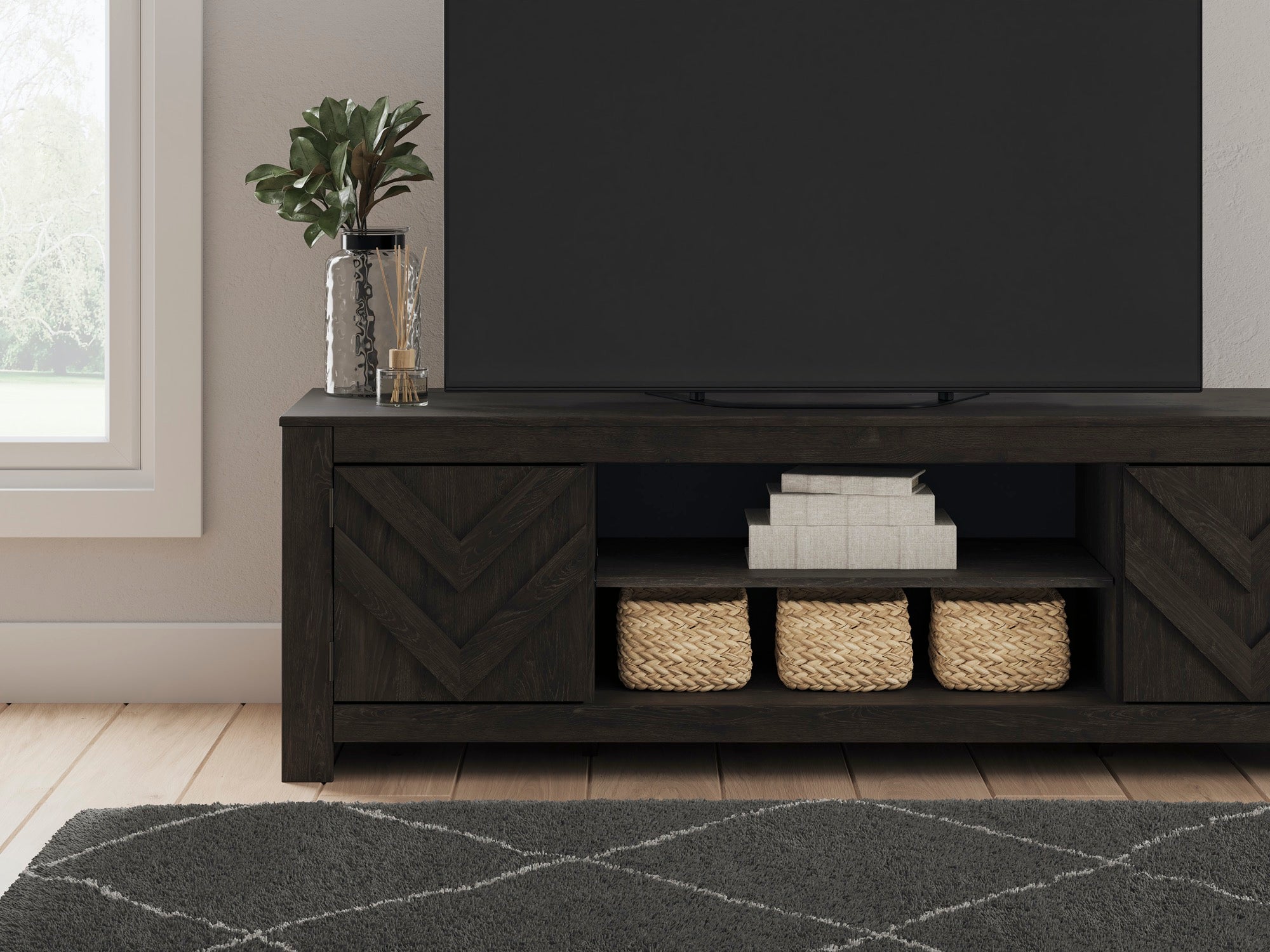 Large Black TV Stand - Adams Furniture