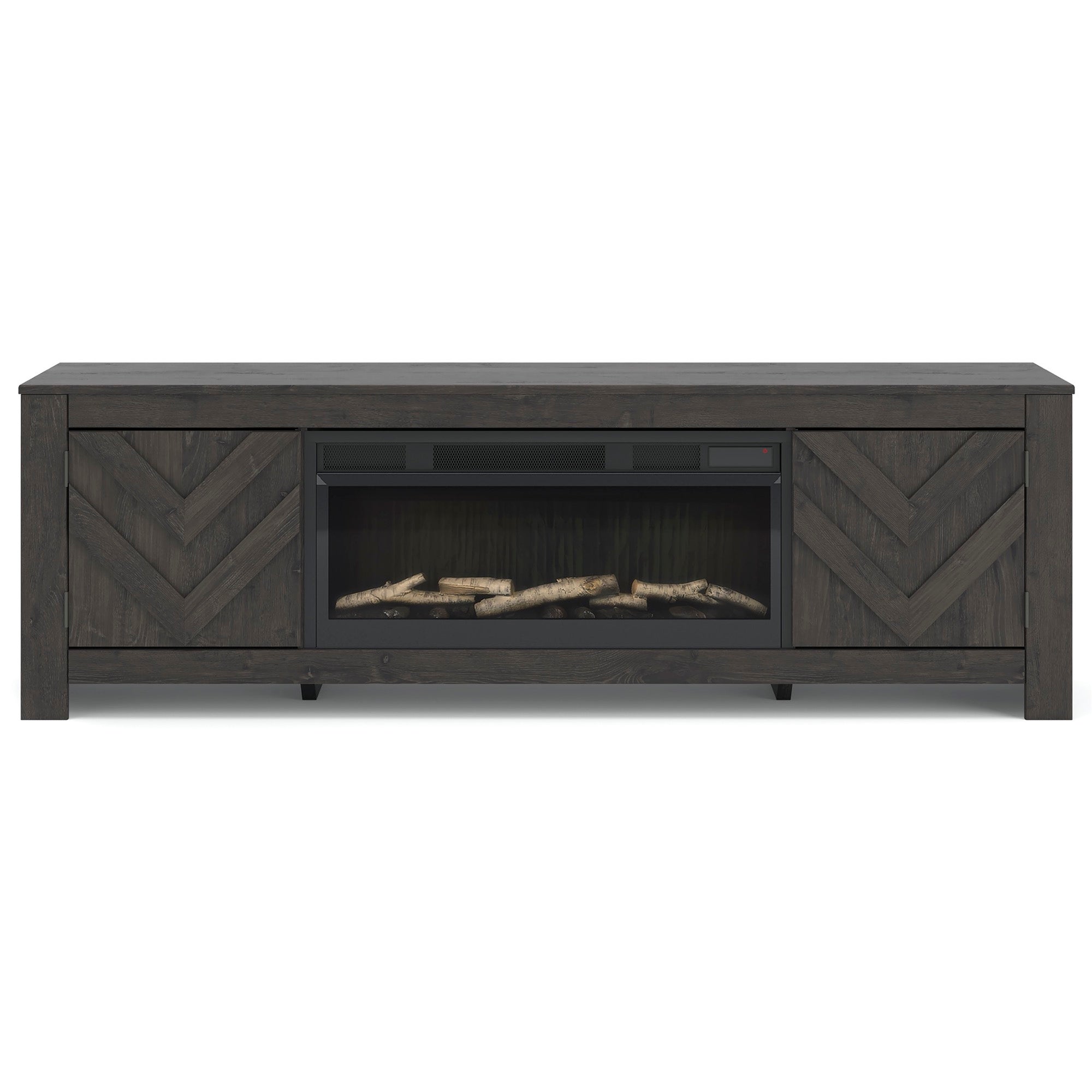 Large Black TV Stand with Fireplace - Adams Furniture