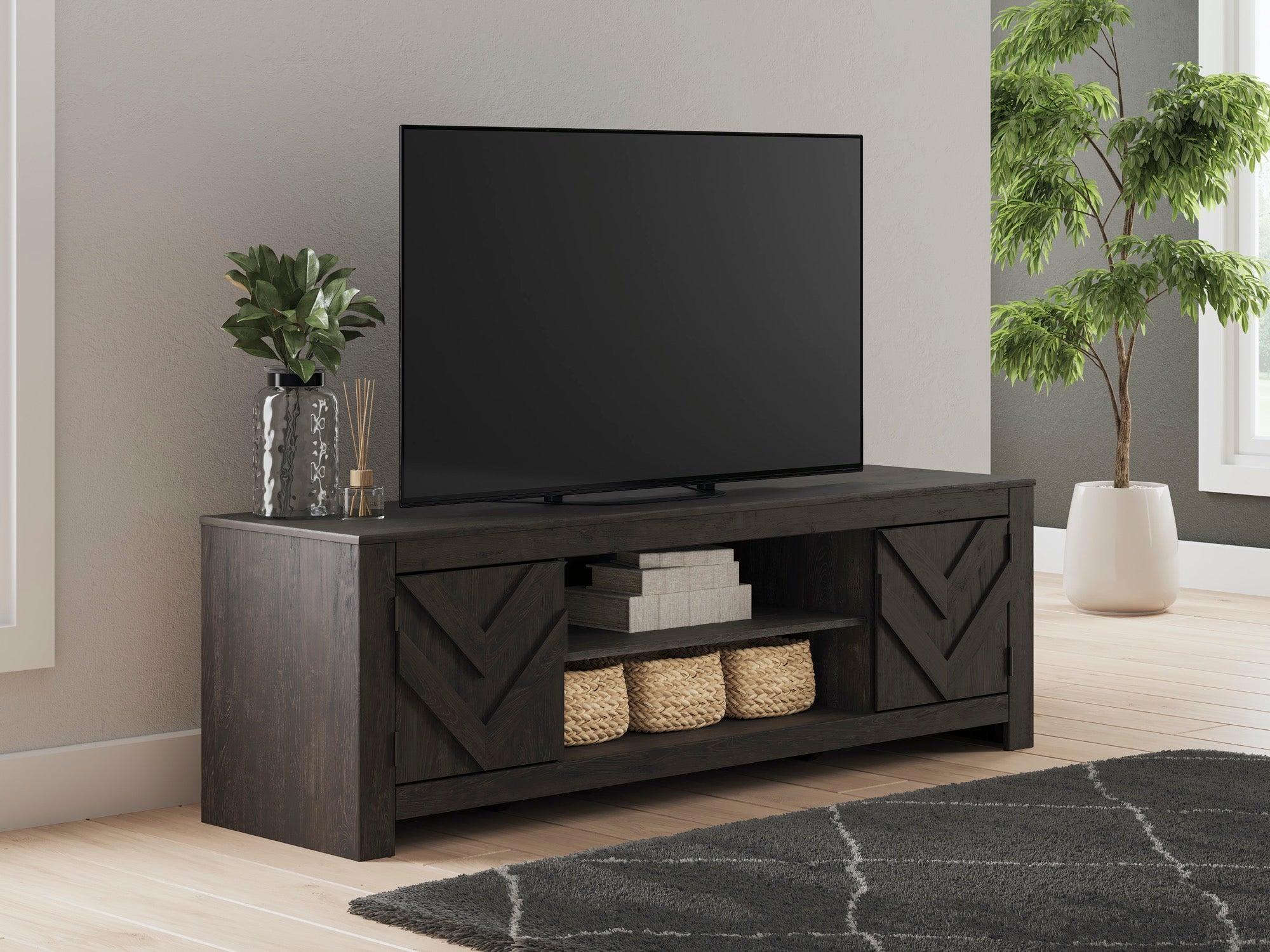 Large Black TV Stand - Adams Furniture