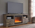 Trinell Glass/Stone Fireplace TV Stand