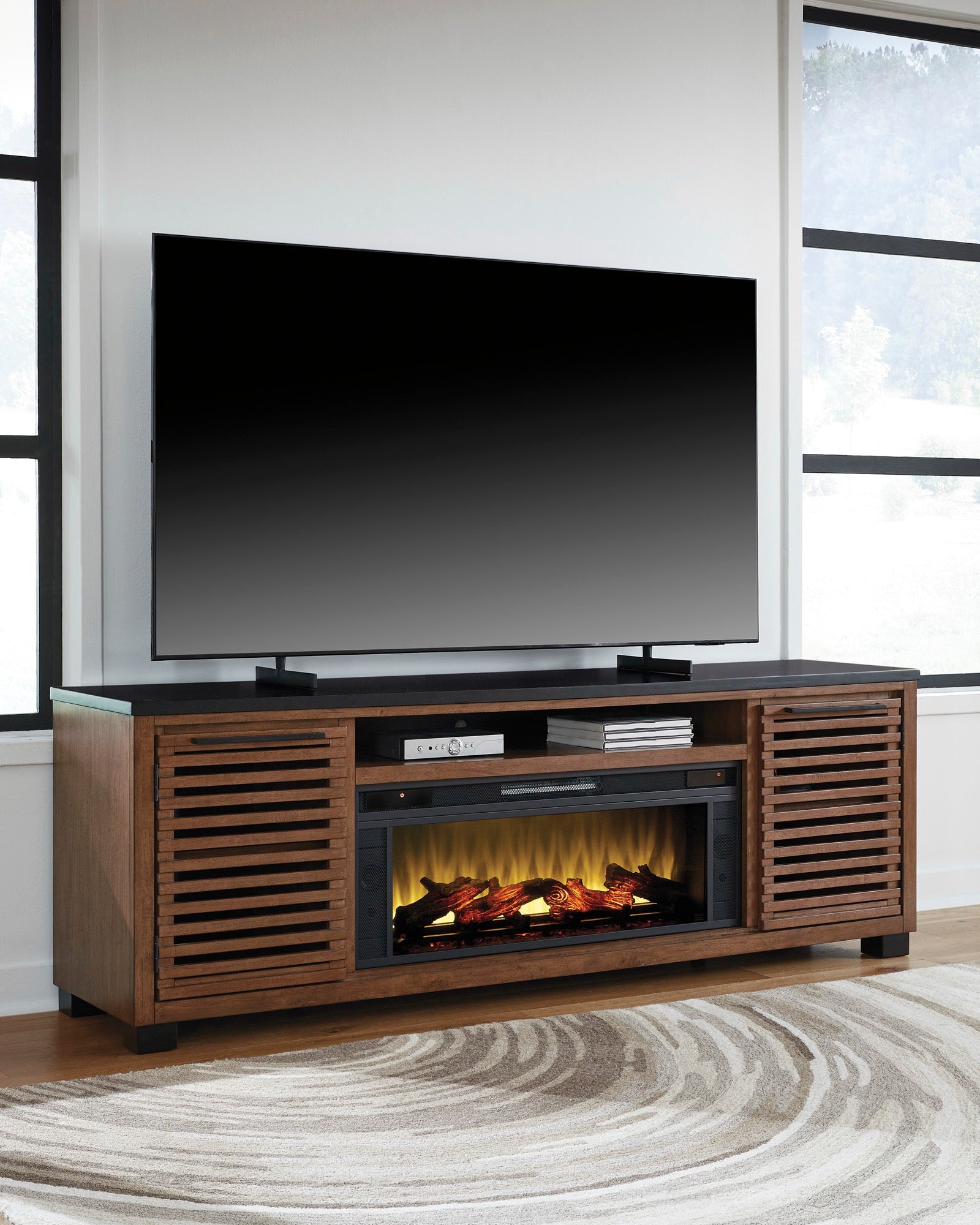 84" TV Stand with Electric Fireplace