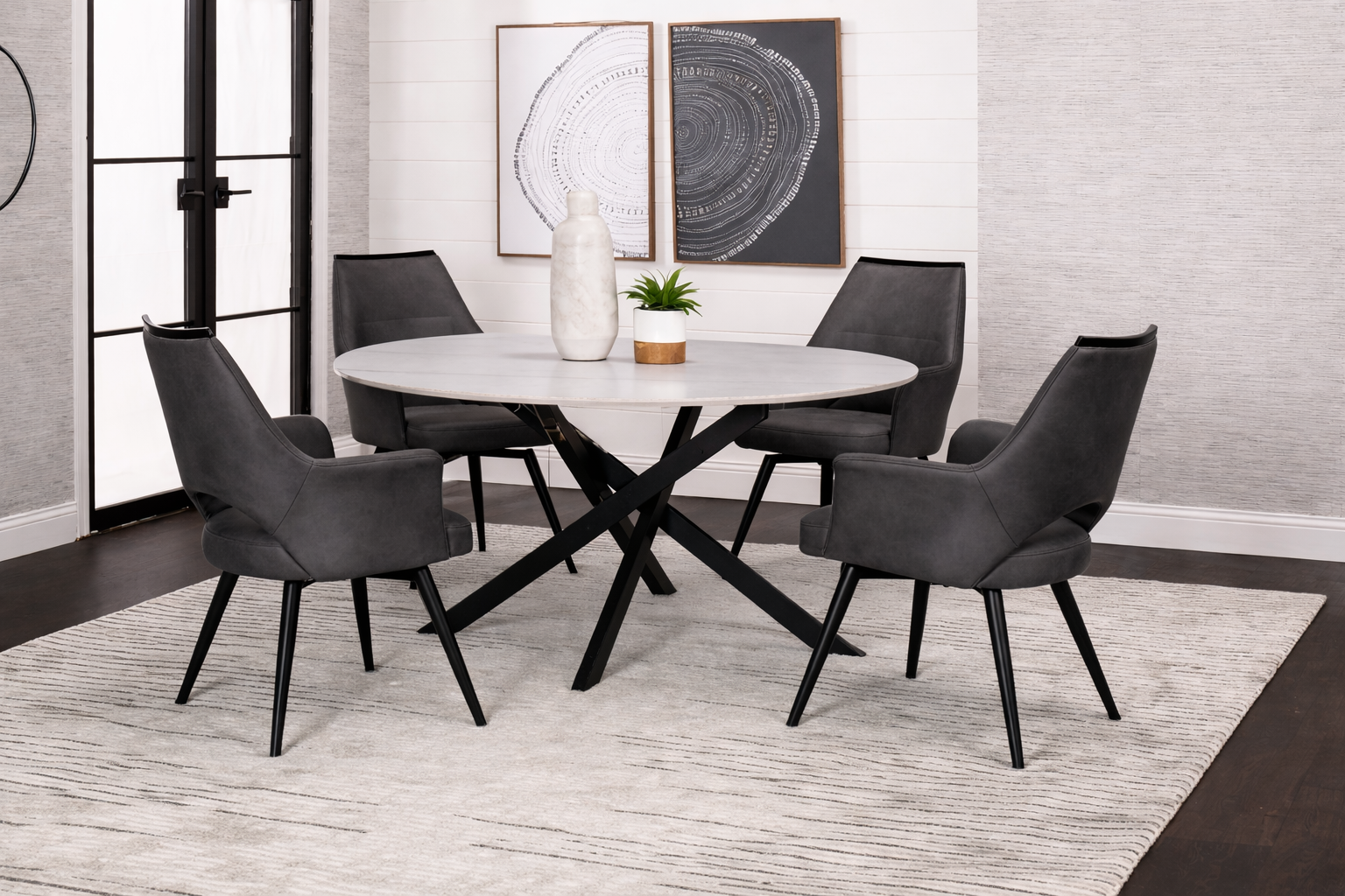 Cora 5 Piece Sintered Stone Dining Set