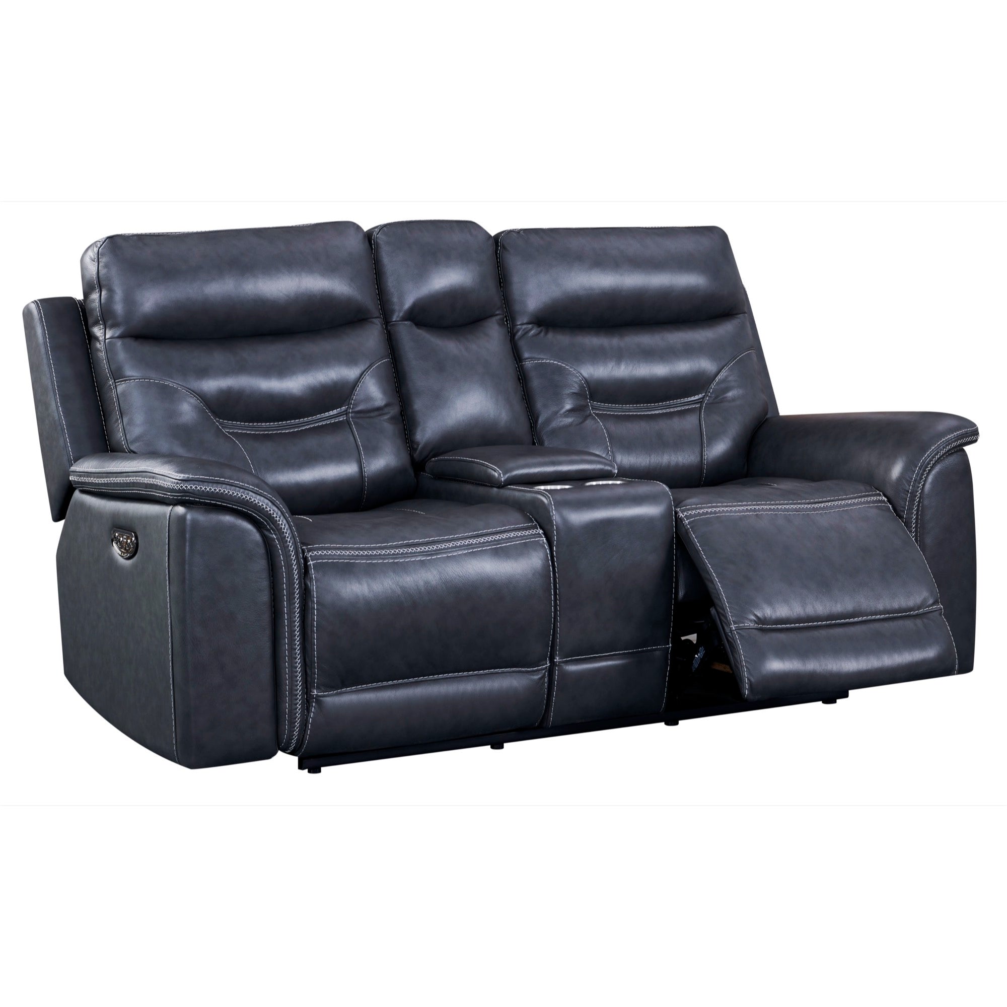 Bullard Power Reclining Leather Console Loveseat