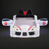 Trackster Kid's White Race Car Bed with LED Lights