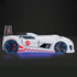 Trackster Kid's White Race Car Bed with LED Lights