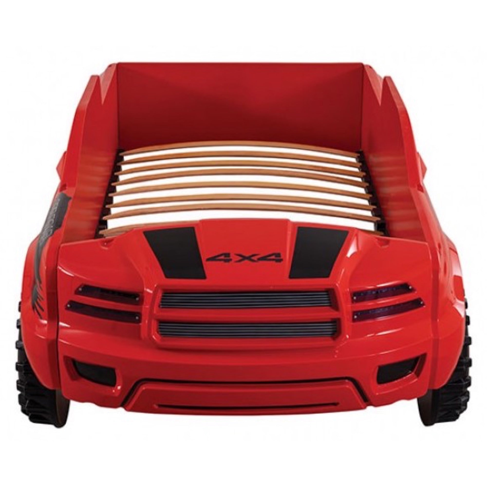Roverton Kid's Red Pick Up Truck Bed with LED Lights - Adams Furniture