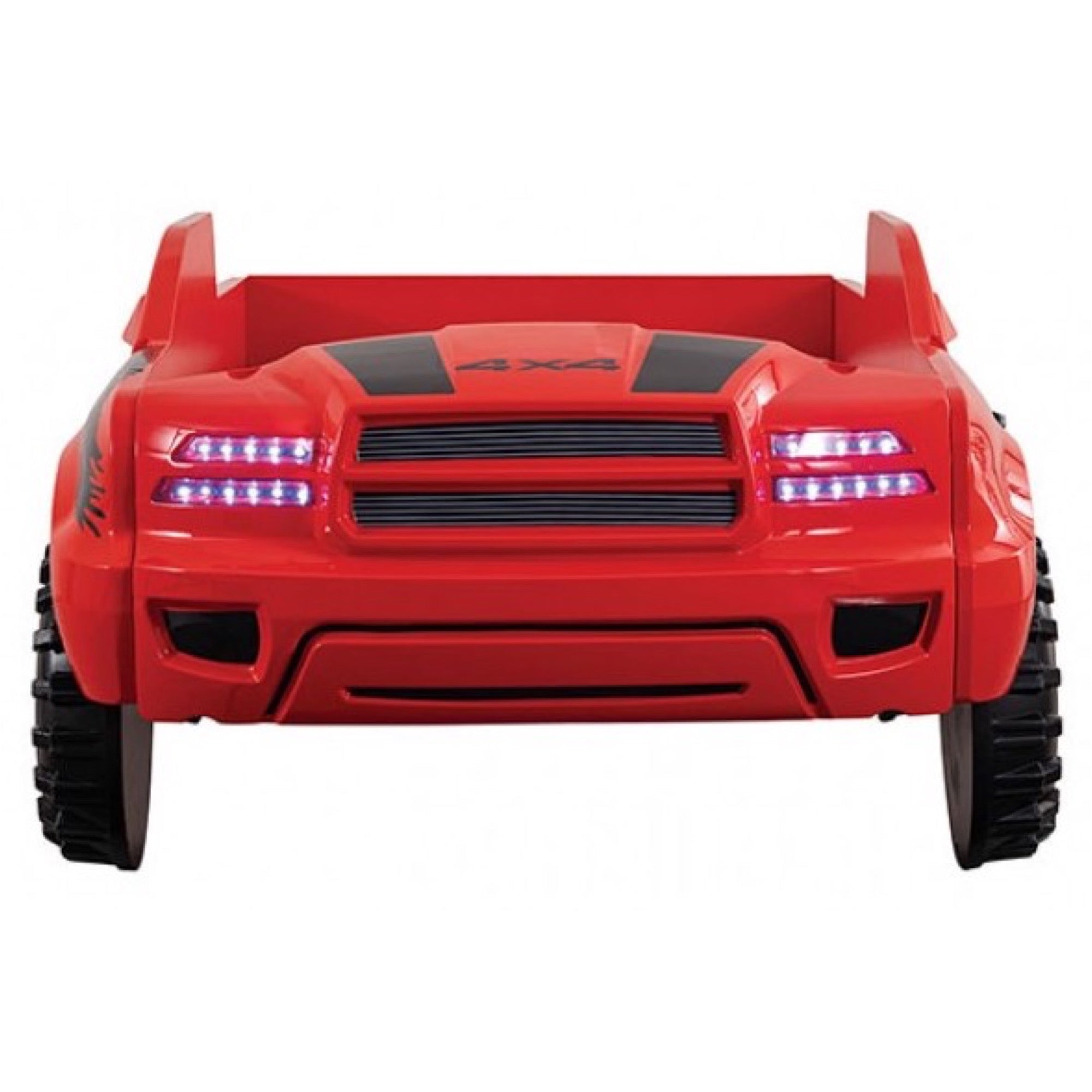 Roverton Kid's Red Pick Up Truck Bed with LED Lights - Adams Furniture
