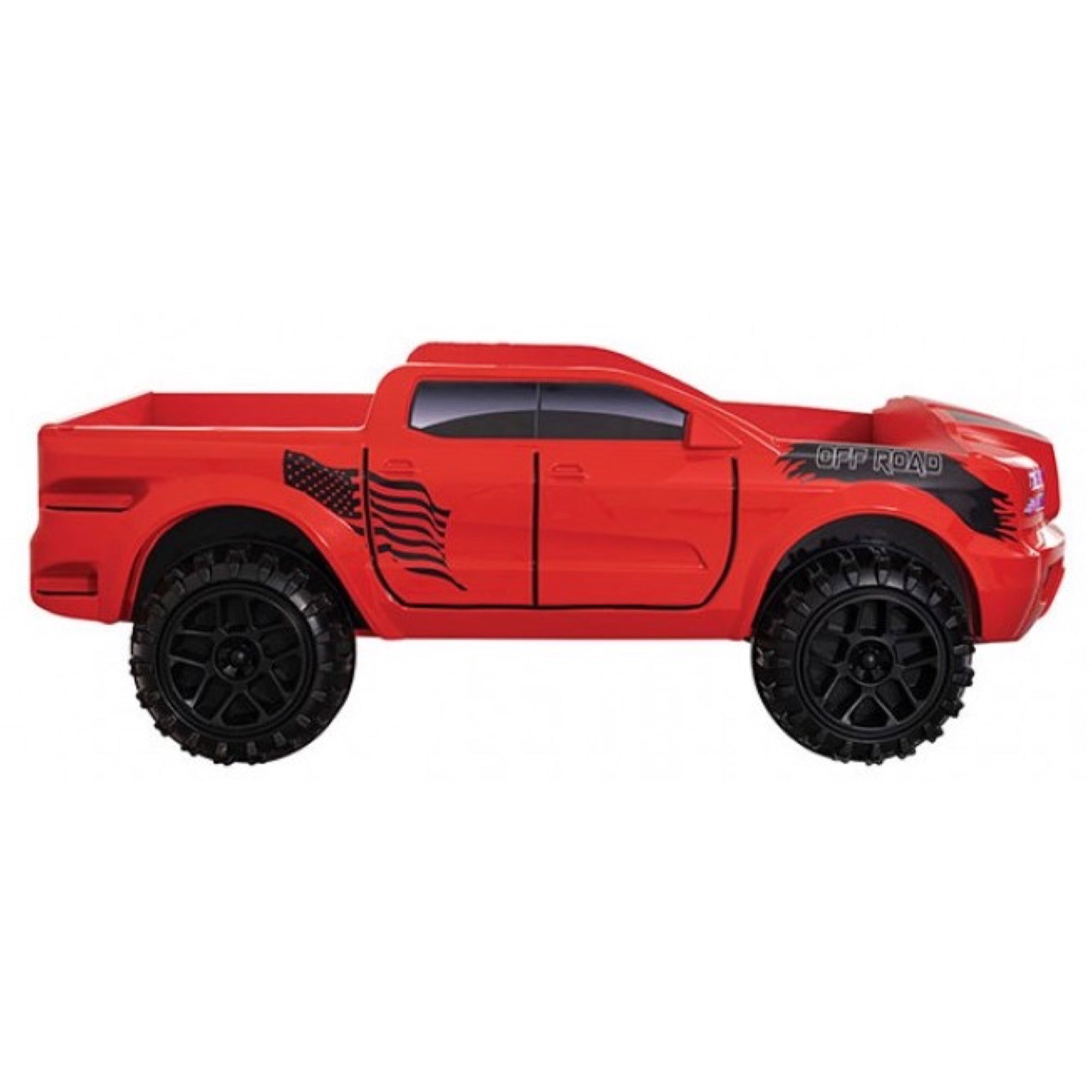 Roverton Kid's Red Pick Up Truck Bed with LED Lights - Adams Furniture