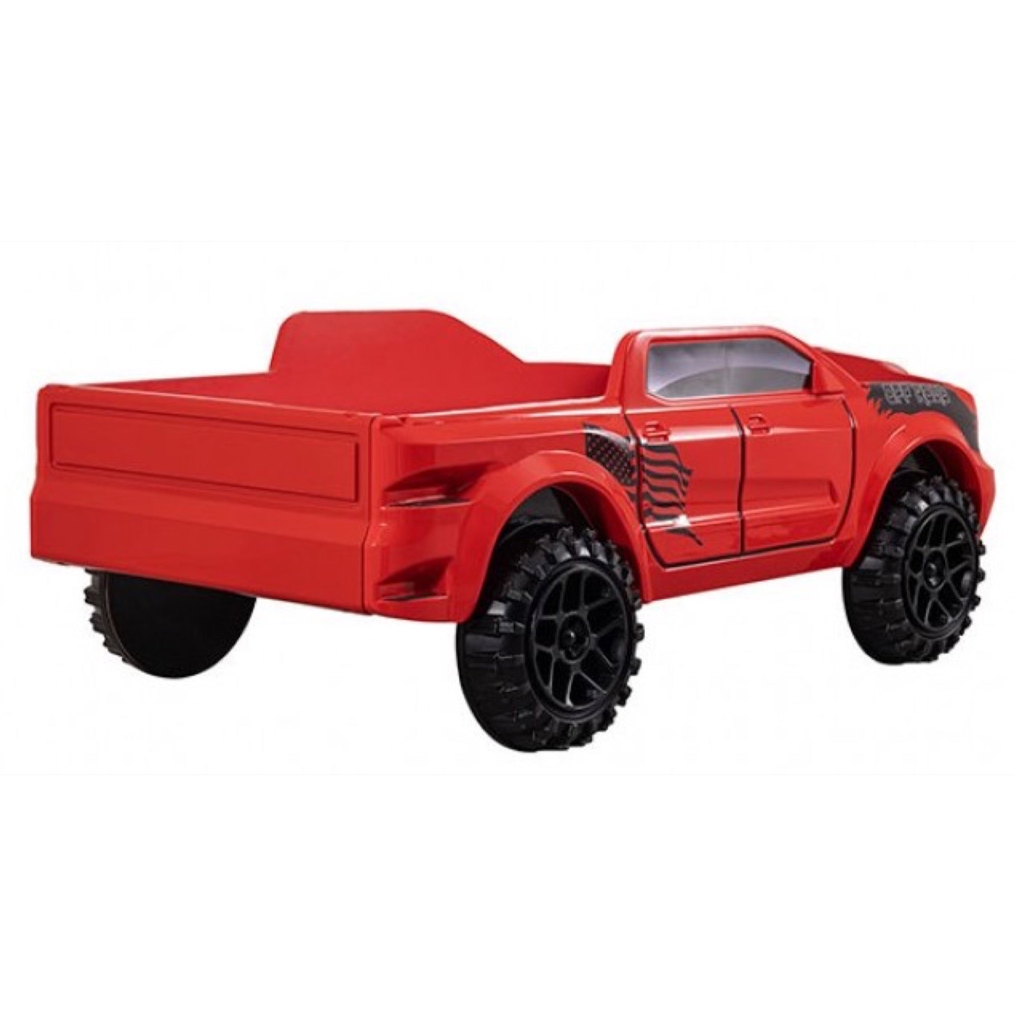 Roverton Kid's Red Pick Up Truck Bed with LED Lights - Adams Furniture