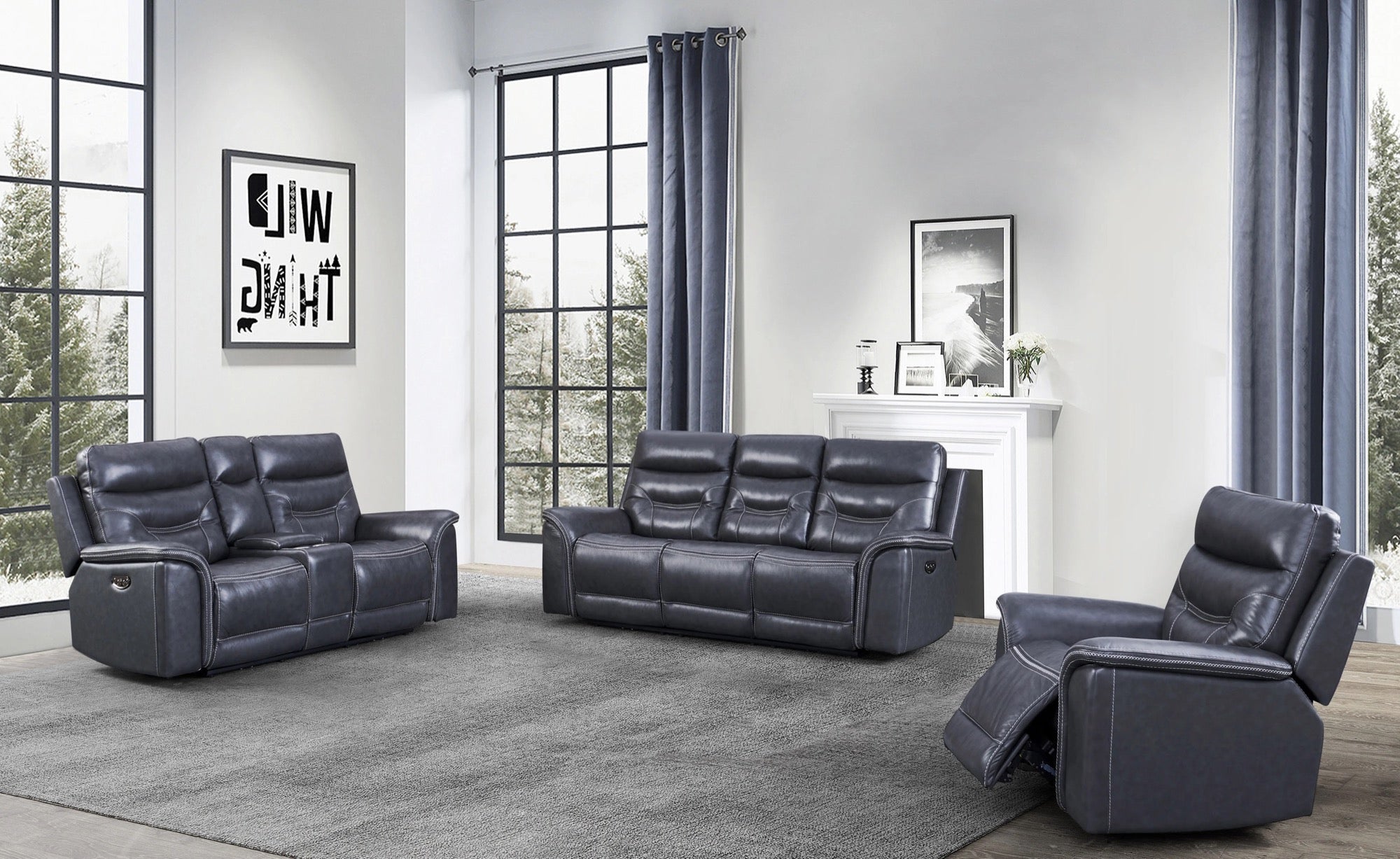 Bullard Power Reclining Leather Living Room Set