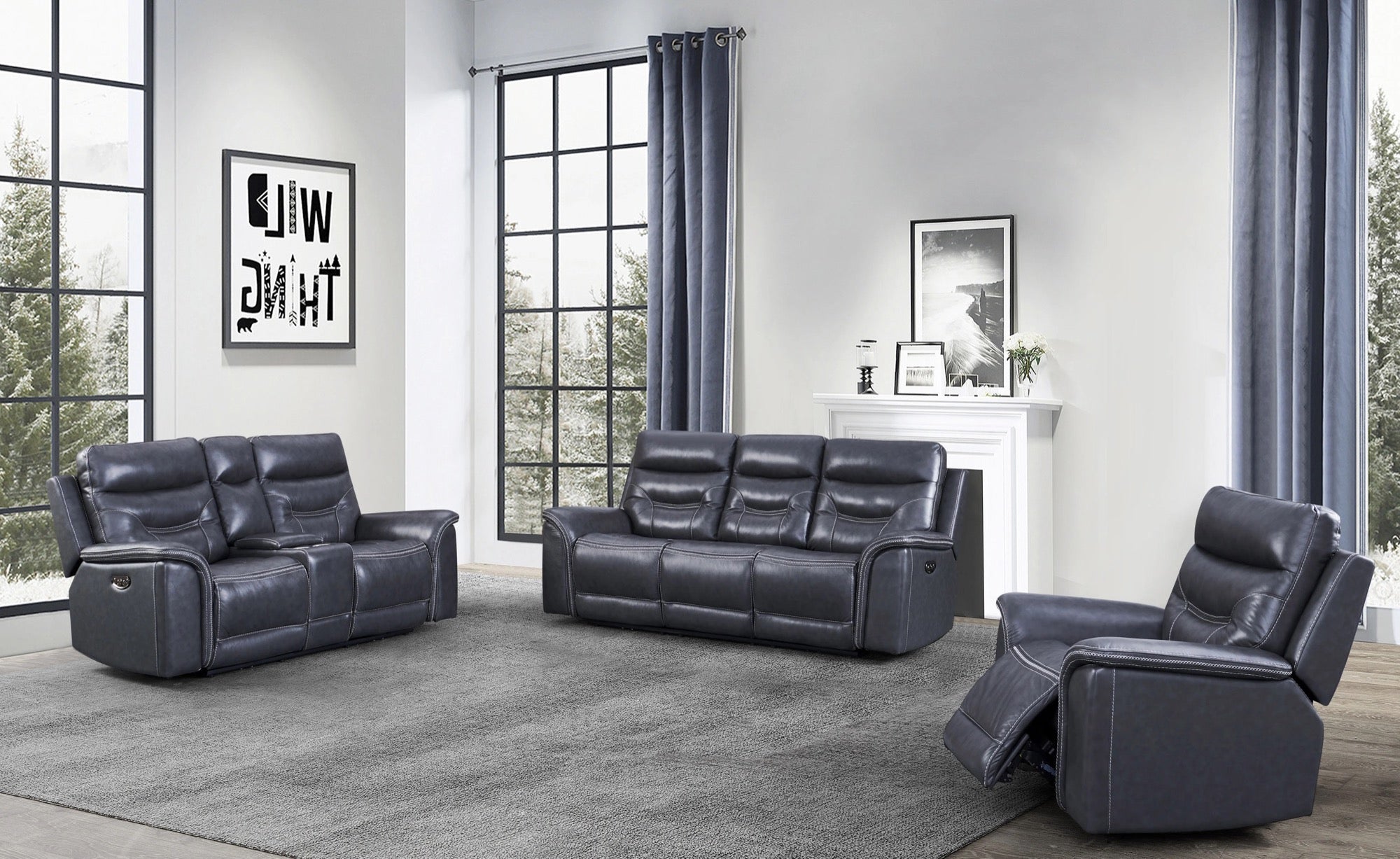 Bullard Power Reclining Leather Living Room Set - Adams Furniture