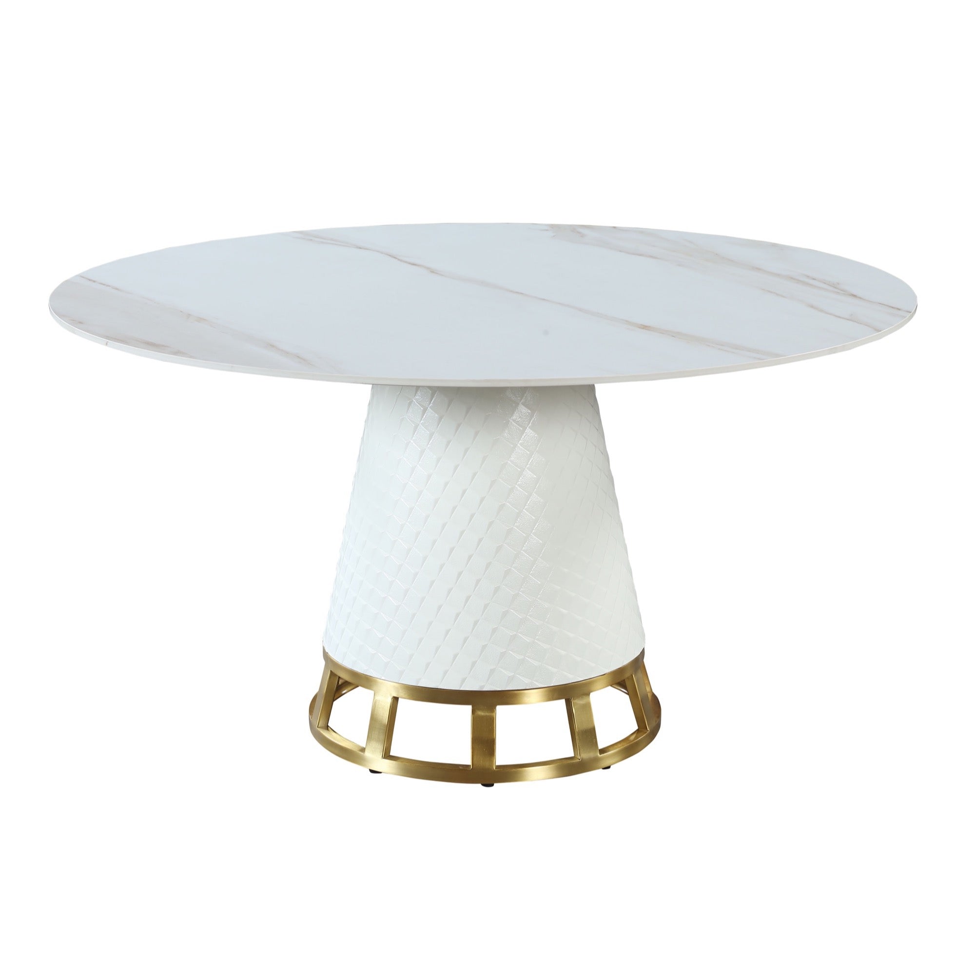 Contemporary White & Gold Dining Table