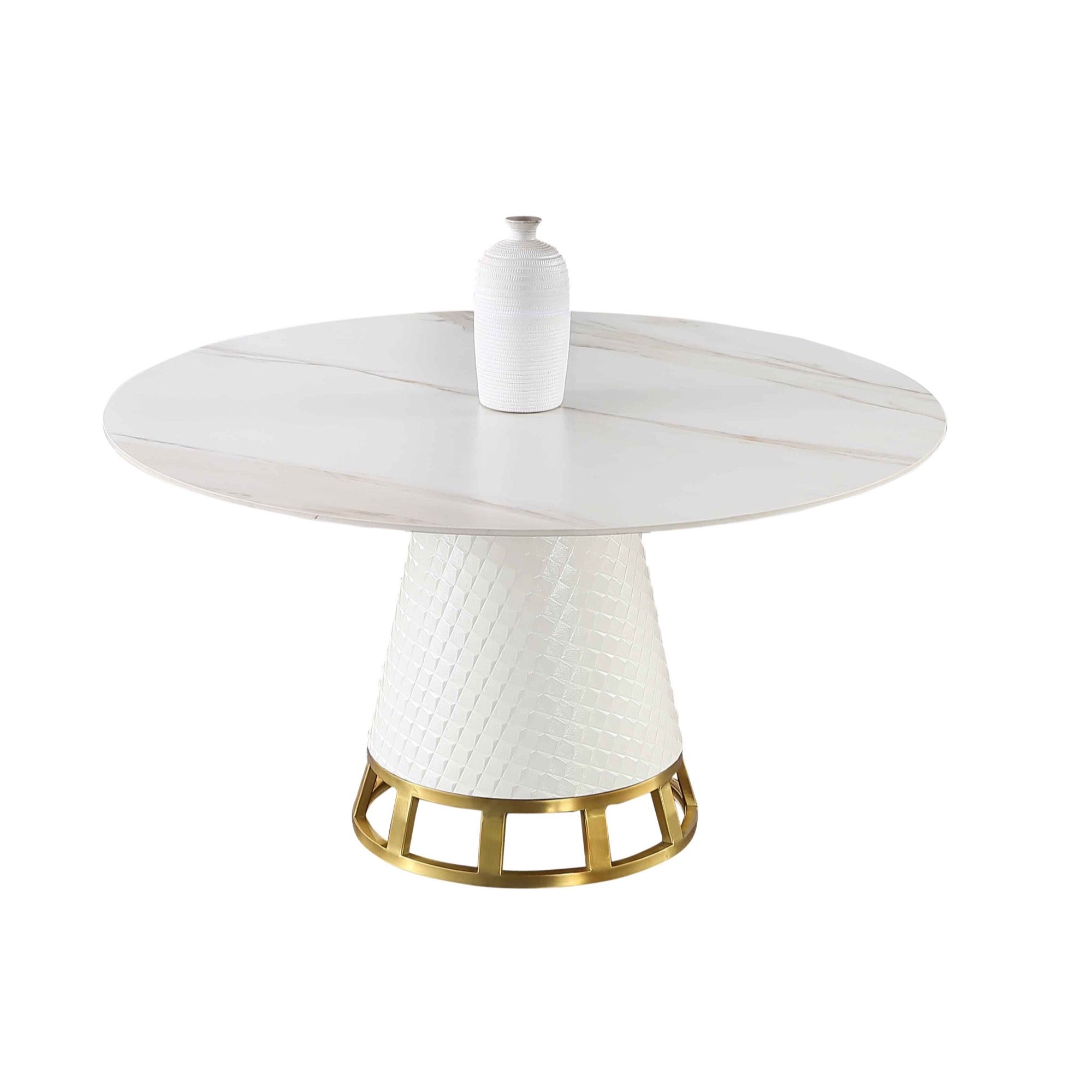 Contemporary White & Gold Dining Table