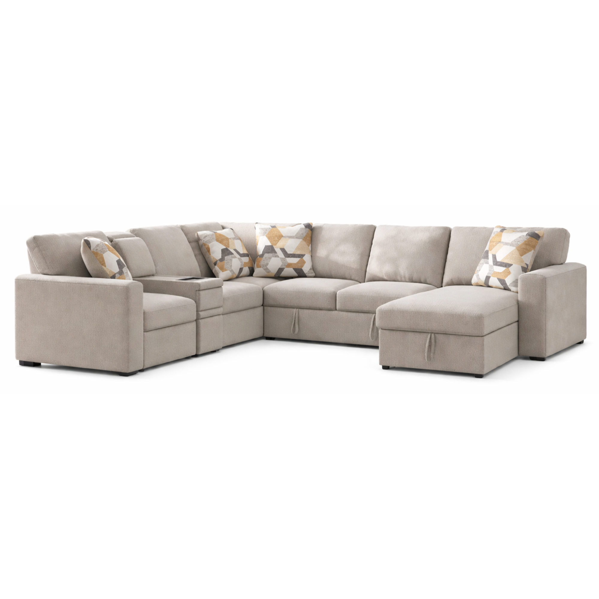 Hunter 5-Piece Sectional with Pop Up Sleeper and Chaise - Adams Furniture