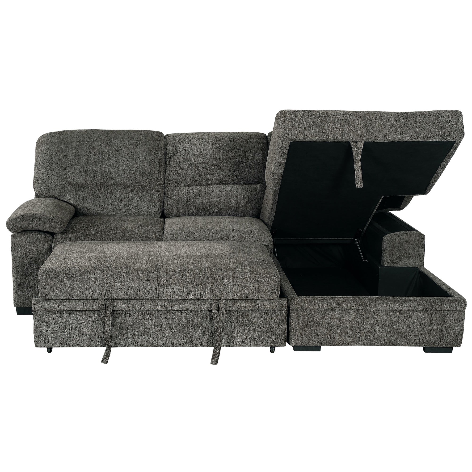 Tessaro Charcoal Sleeper Sectional w/ Popup Storage Chaise